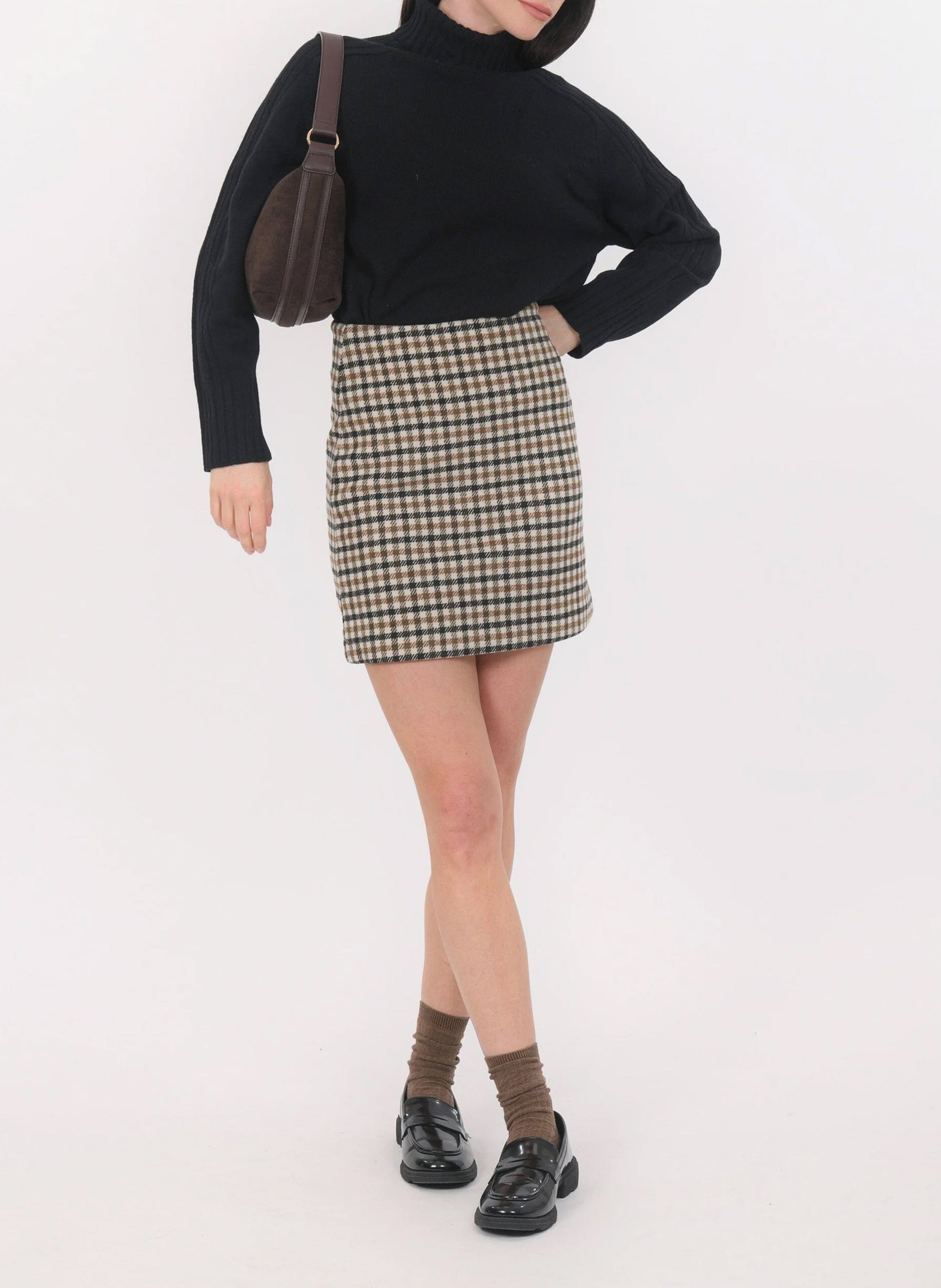 Jupe courte en laine mélangée KOOKAI Vert