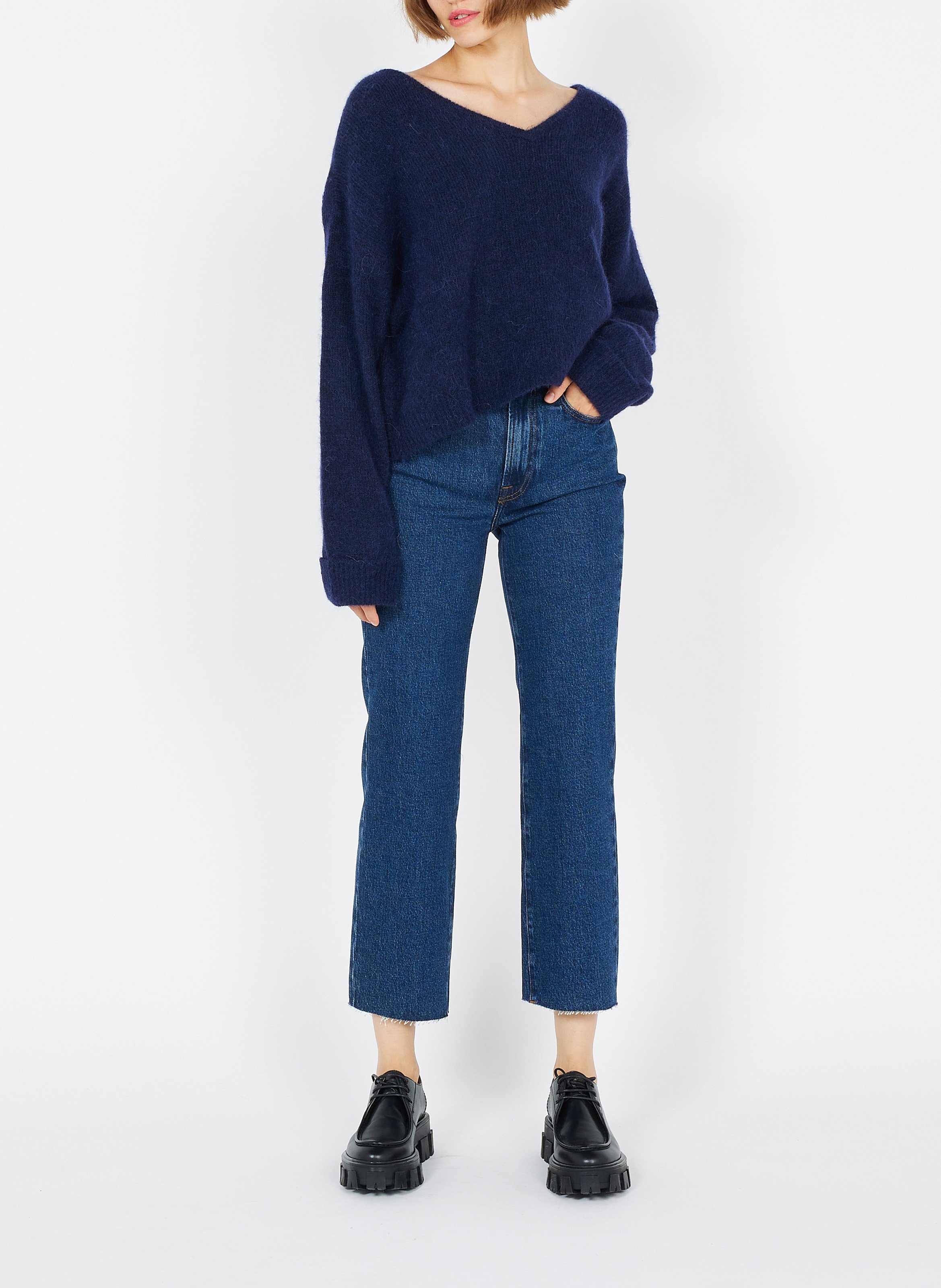 V-neck alpaca-blend jumper AMERICAN VINTAGE Blue