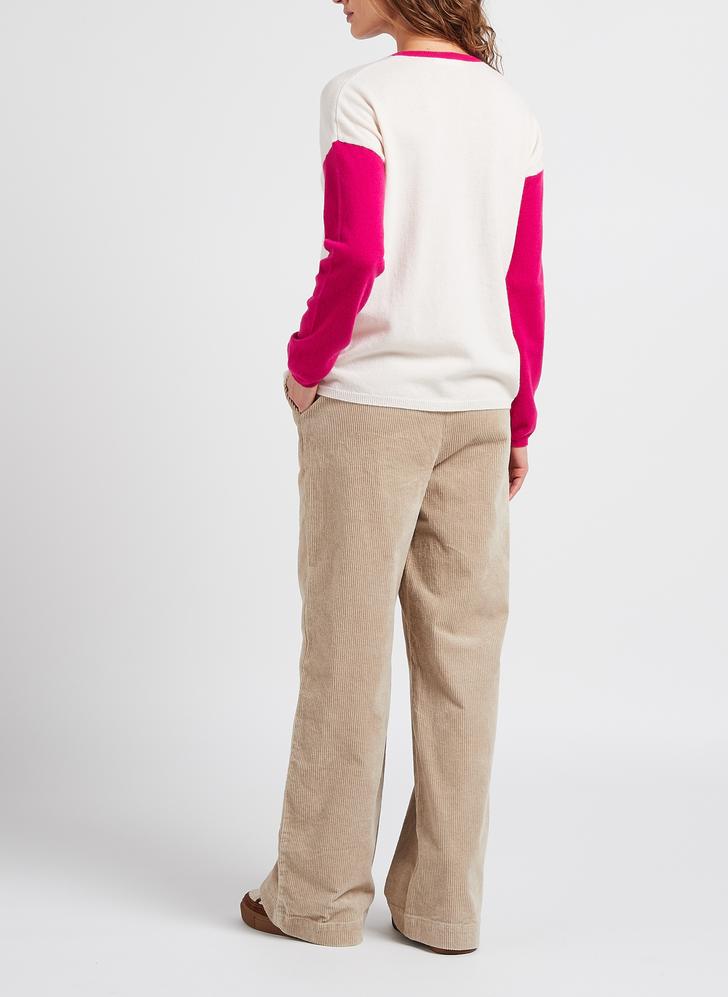 Ruimvallende trui van kasjmier met ronde hals MAJESTIC FILATURES Veelkleurig