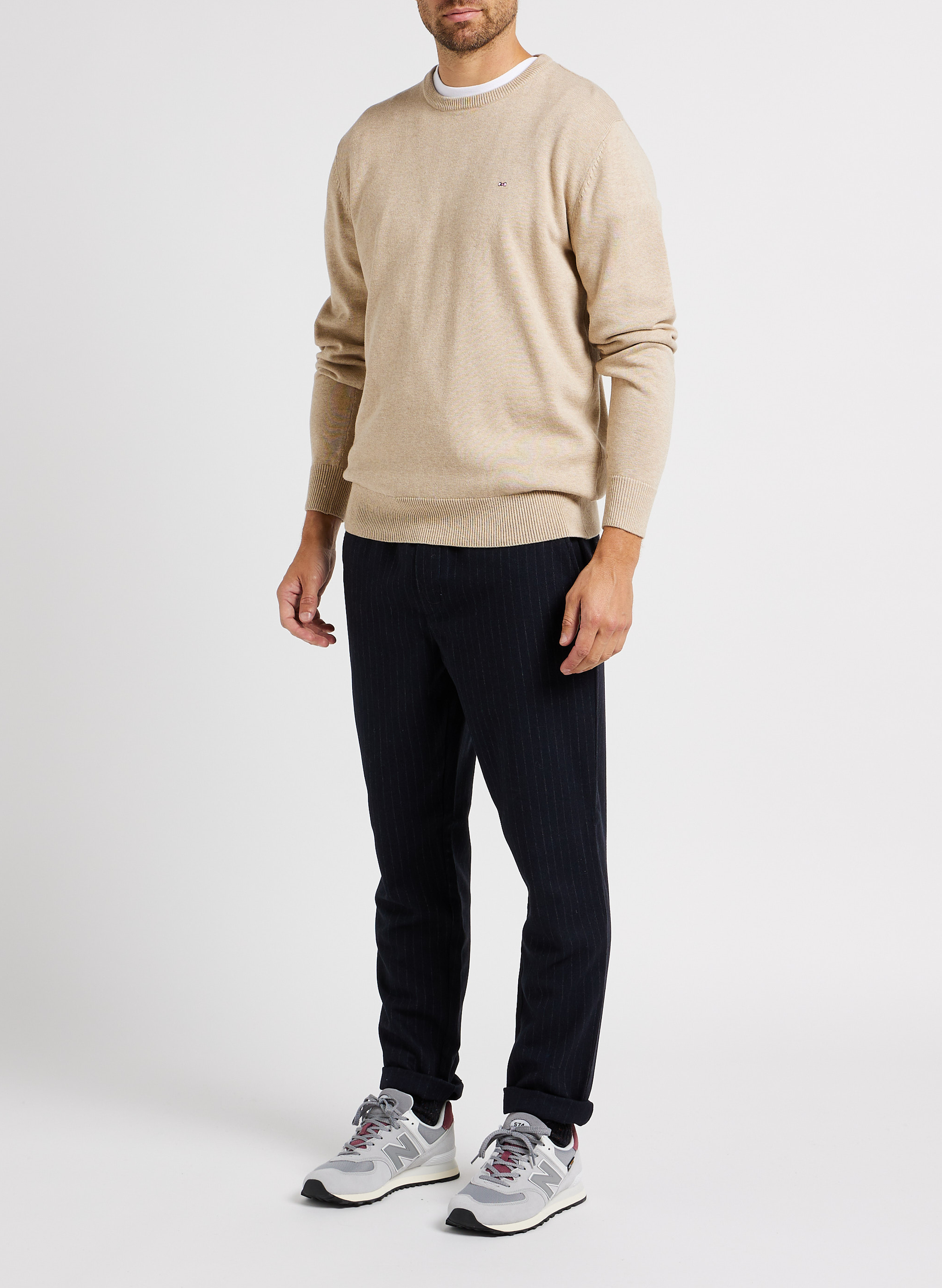 Gestreepte slim-fit broek SELECTED Blauw