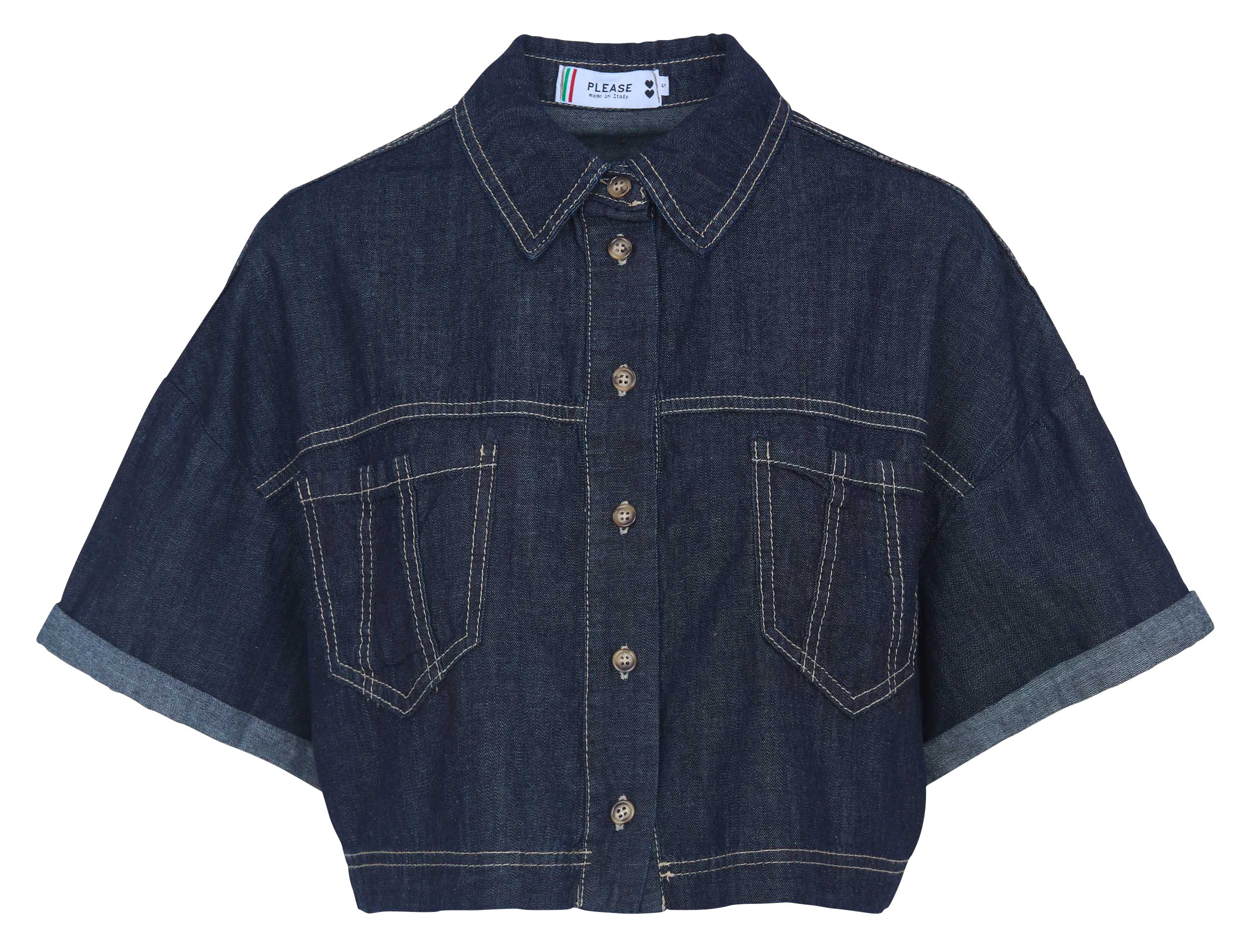 Veste col classique en coton PLEASE Bleu