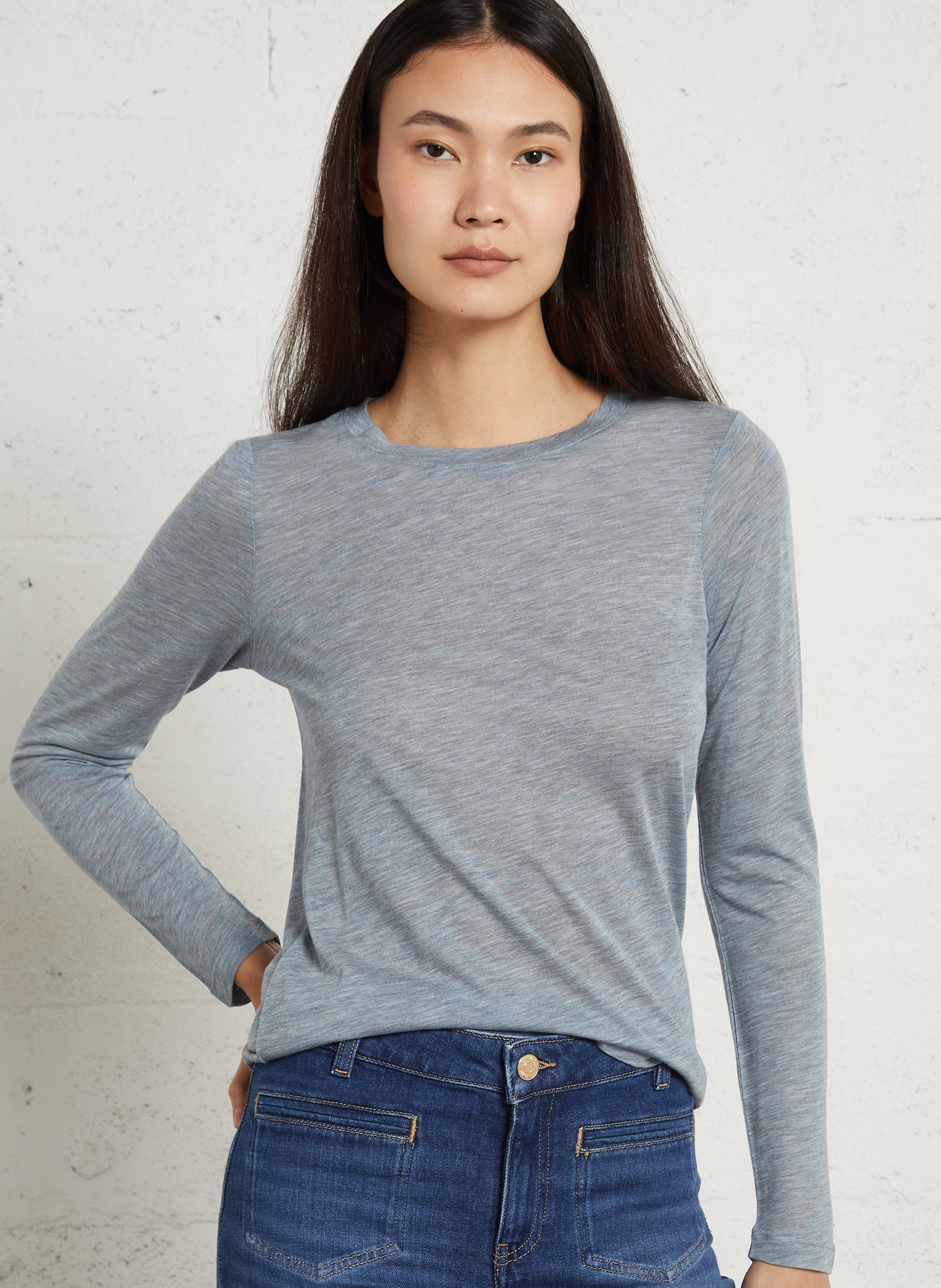 Tee-shirt moulant col rond  MAISON 123 Bleu