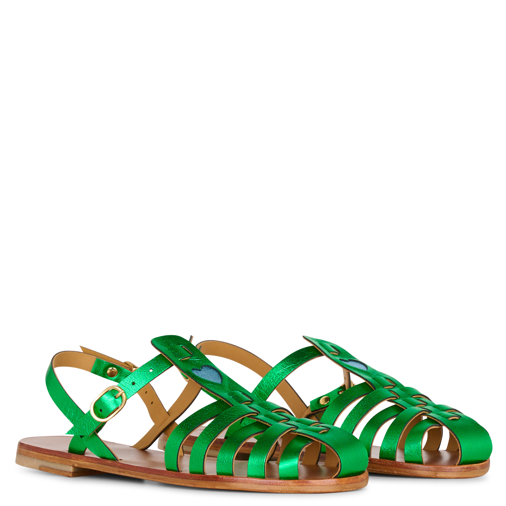 Metallic leren visser sandalen MAMA PRAIA Groen