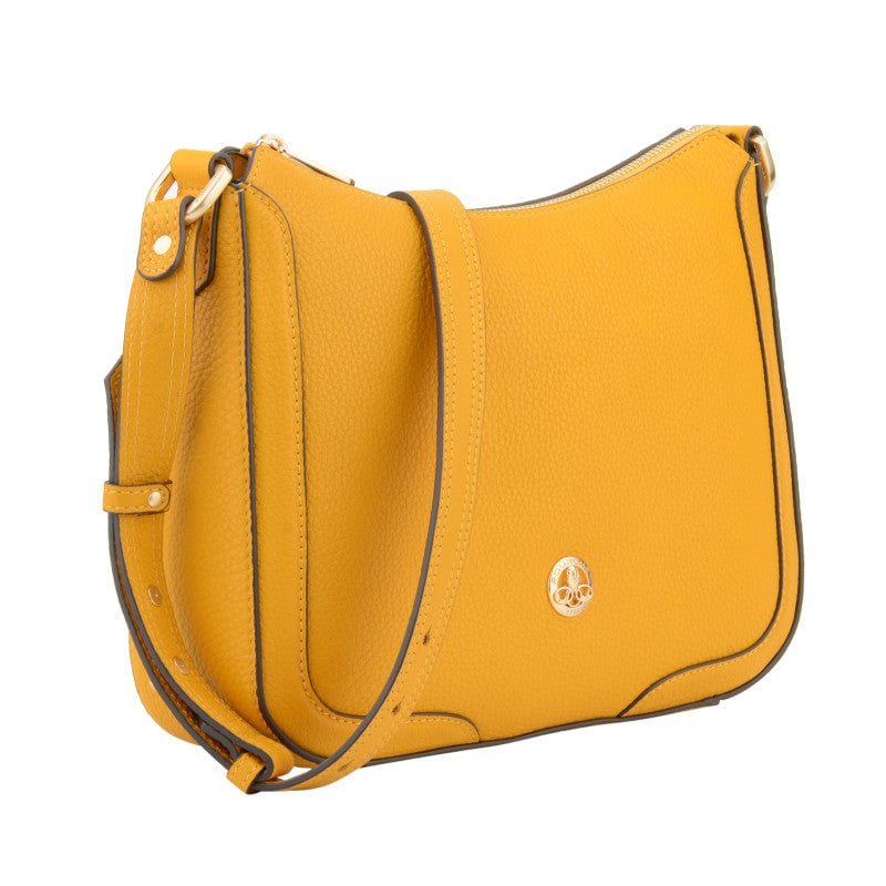 Crossbody bag in cowhide leather POURCHET Orange