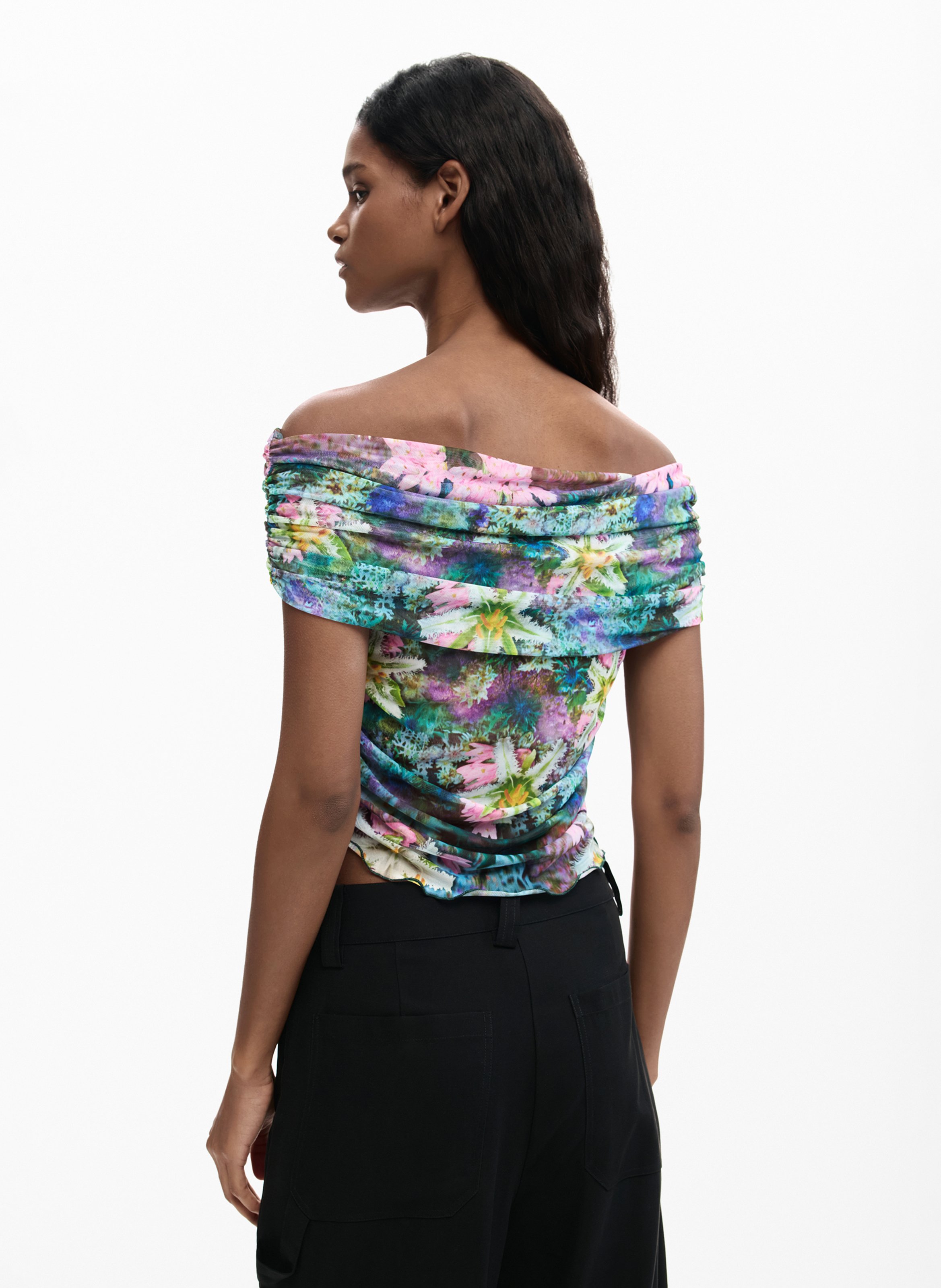 Top à imprimé floral DESIGUAL Vert