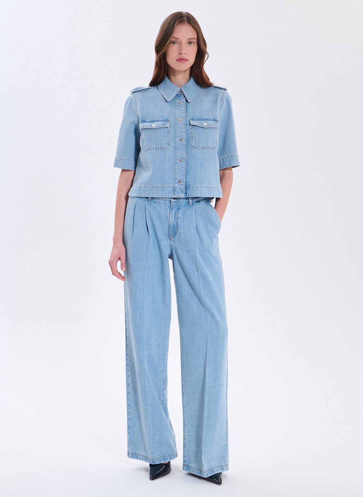 Jean large à taille haute ZAPA Bleu