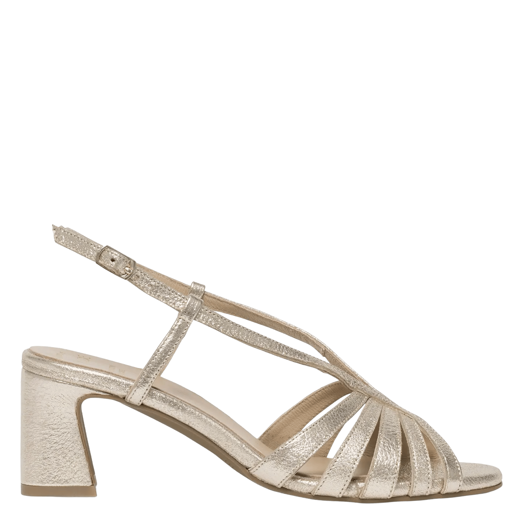 Glanzende, leren sandalen met hak BOCAGE Goudkleurig