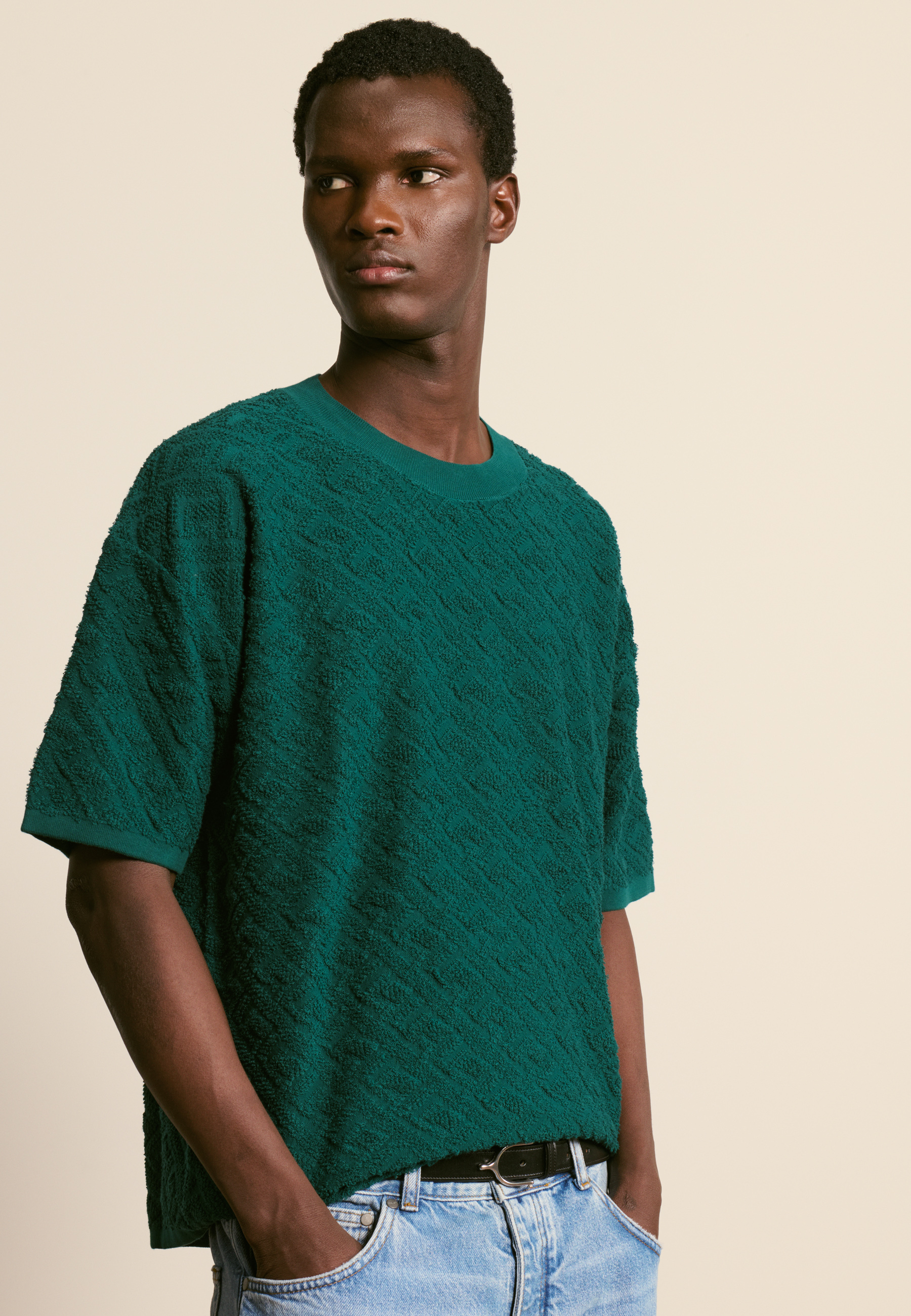 T-shirt en coton texturé MAISON MONTAGUT Vert