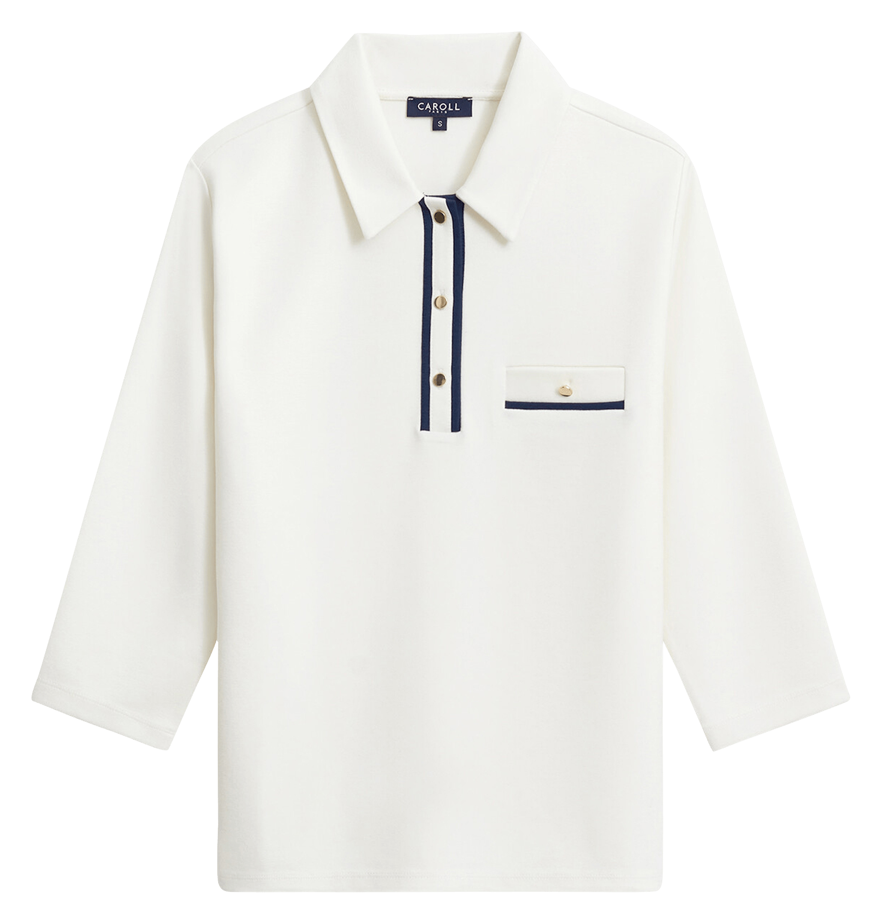 Top with polo shirt collar CAROLL Beige