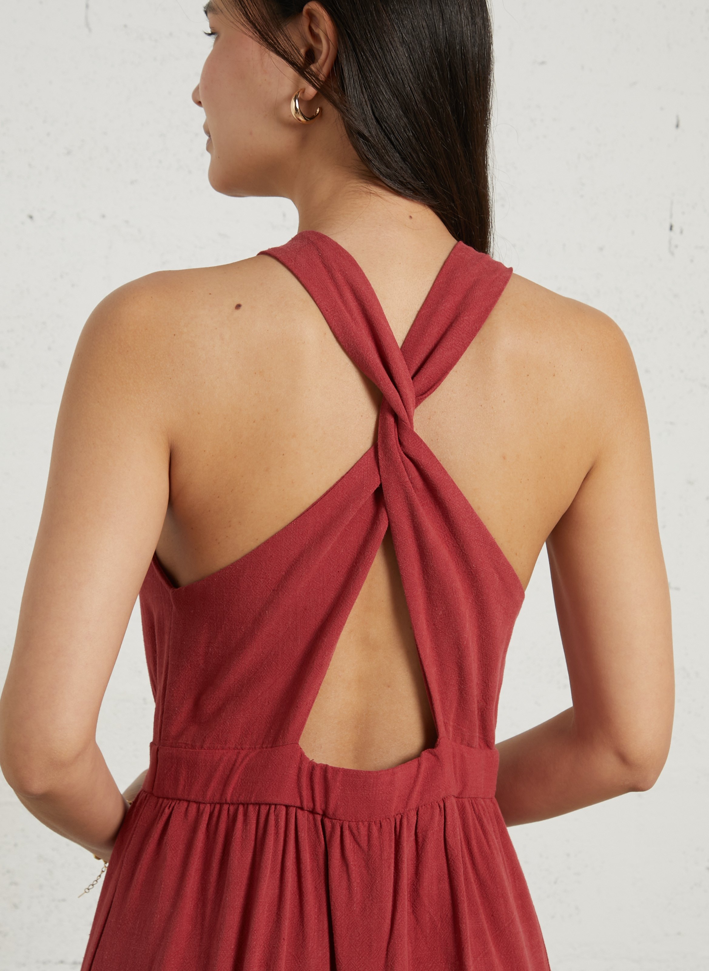 Lange, mouwloze jurk THE KORNER Rood