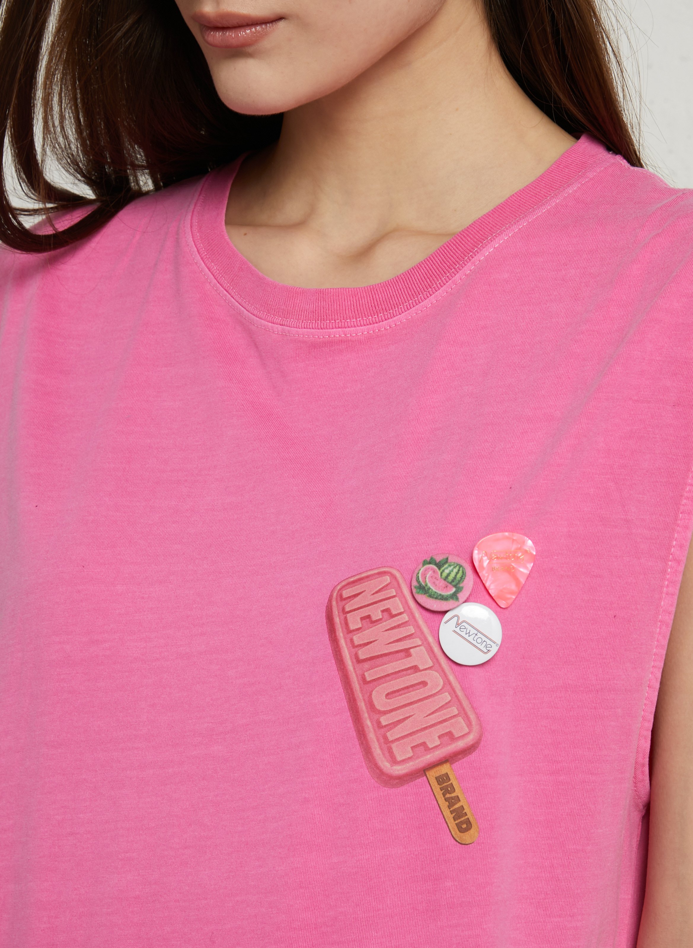 Robe longue sans manches col rond en coton NEWTONE Rose