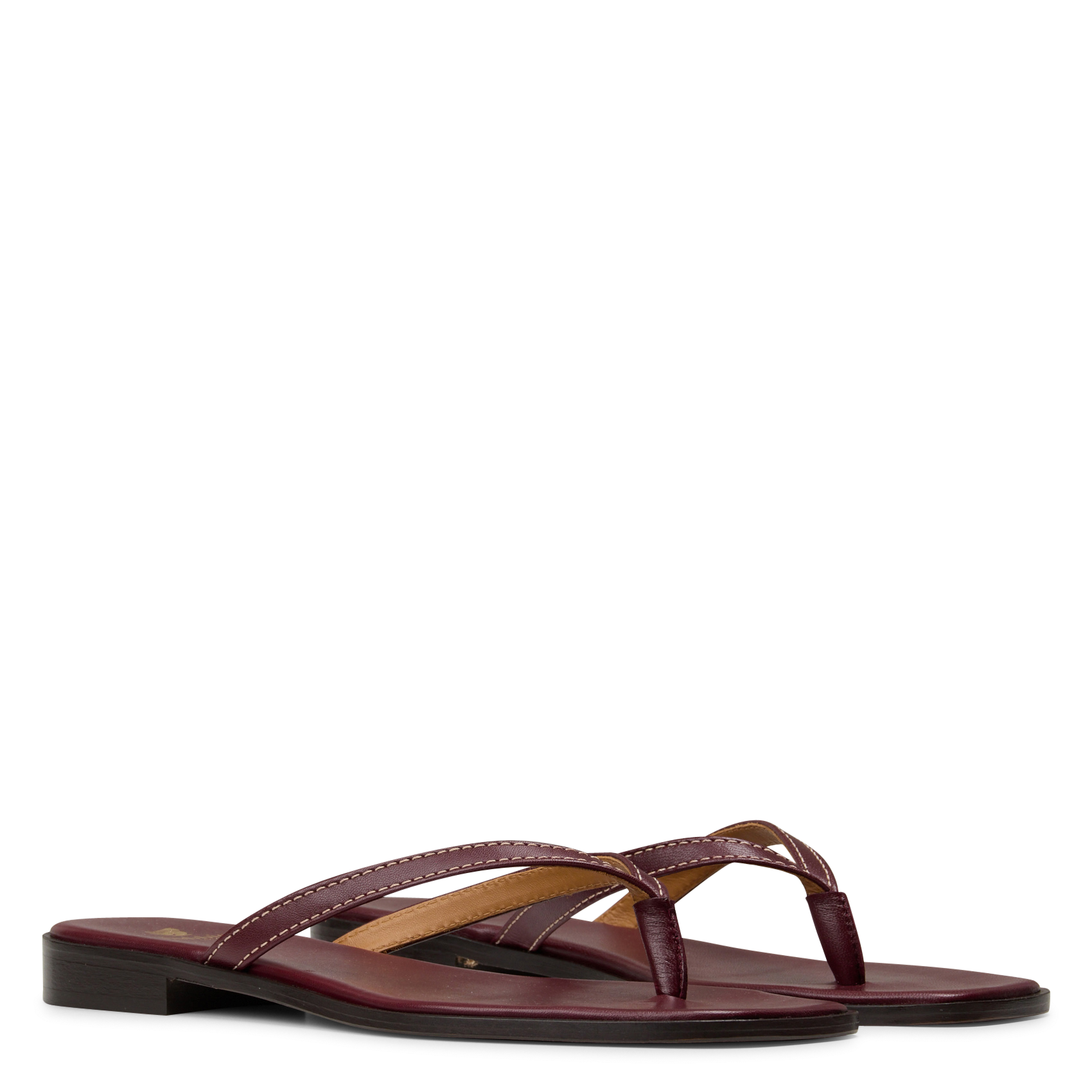Aouda flat leather sandals BOBBIES Red