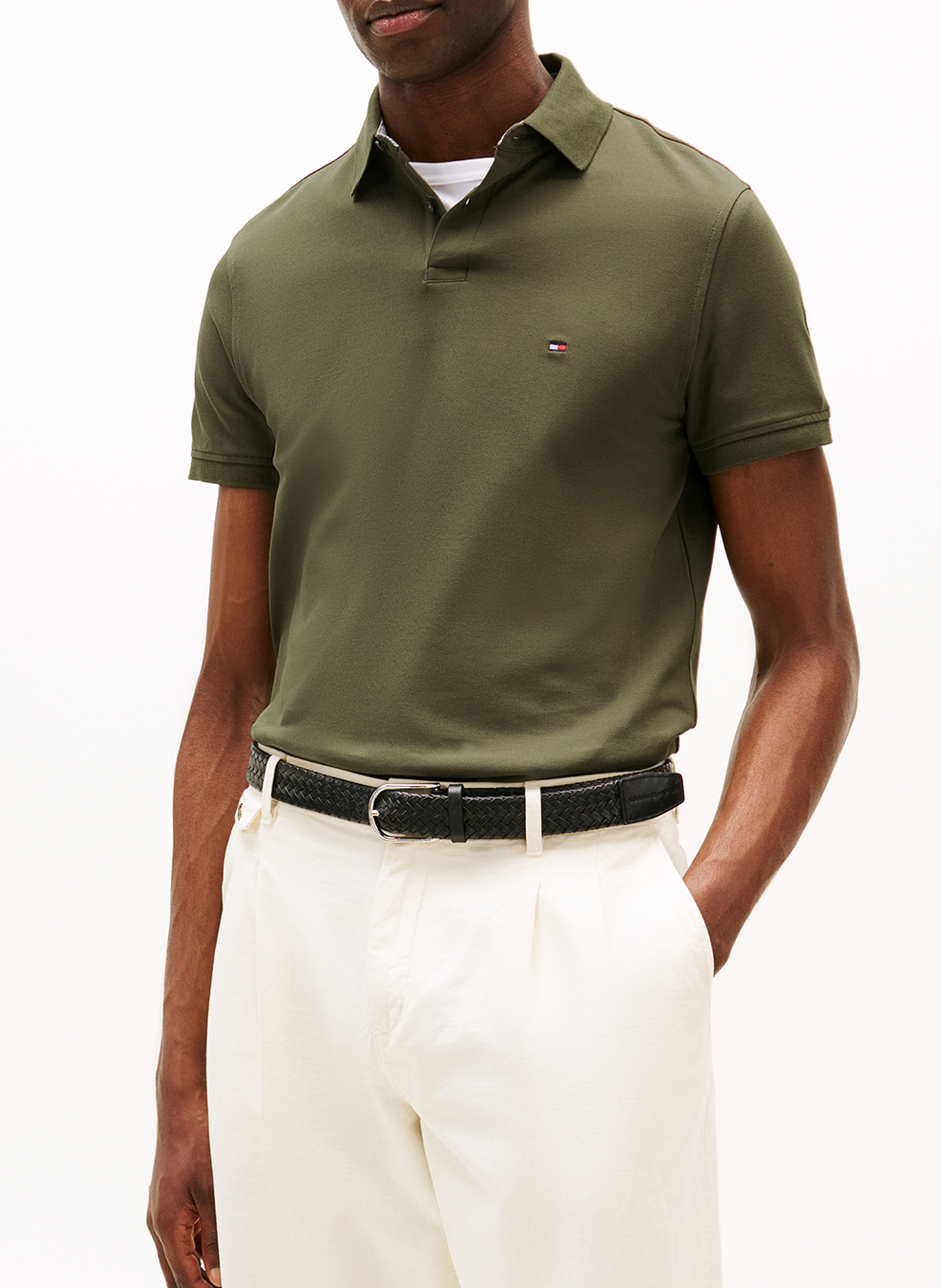 Poloshirt aus Bio-Baumwoll-Mix, Regular Fit TOMMY HILFIGER Khaki