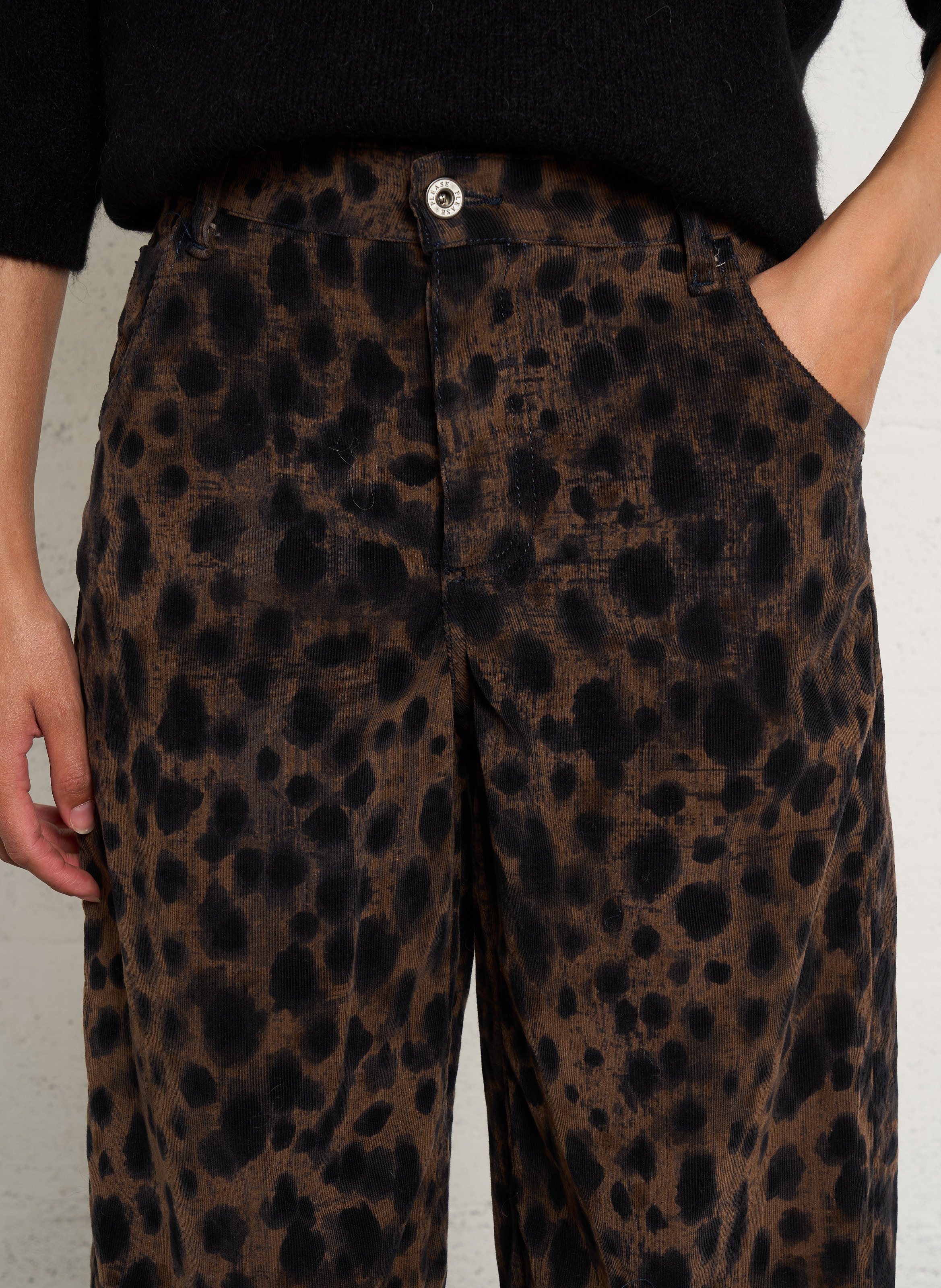 Wide-leg cotton pants PLEASE Brown