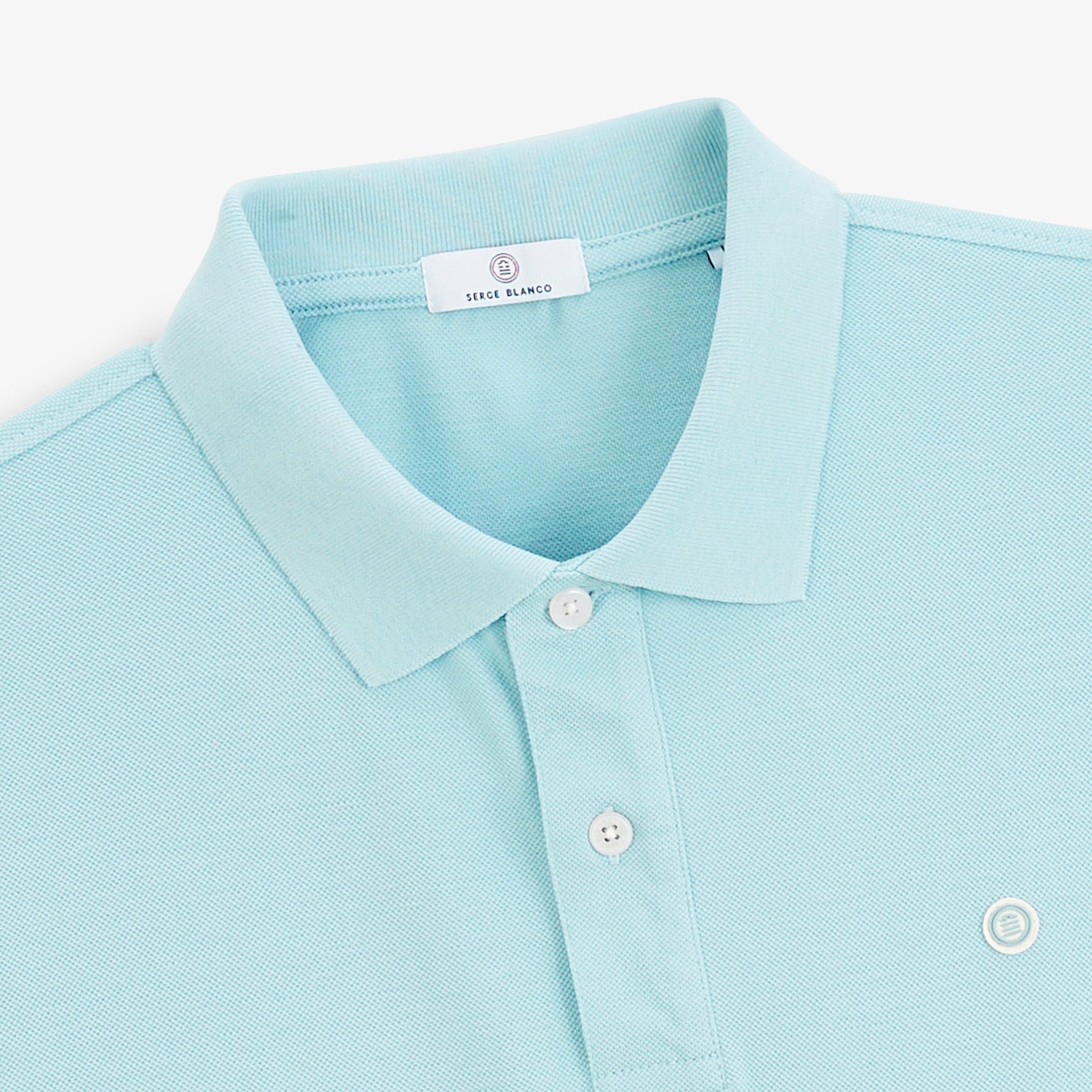 Short-sleeved cotton piqué polo SERGE BLANCO Blue