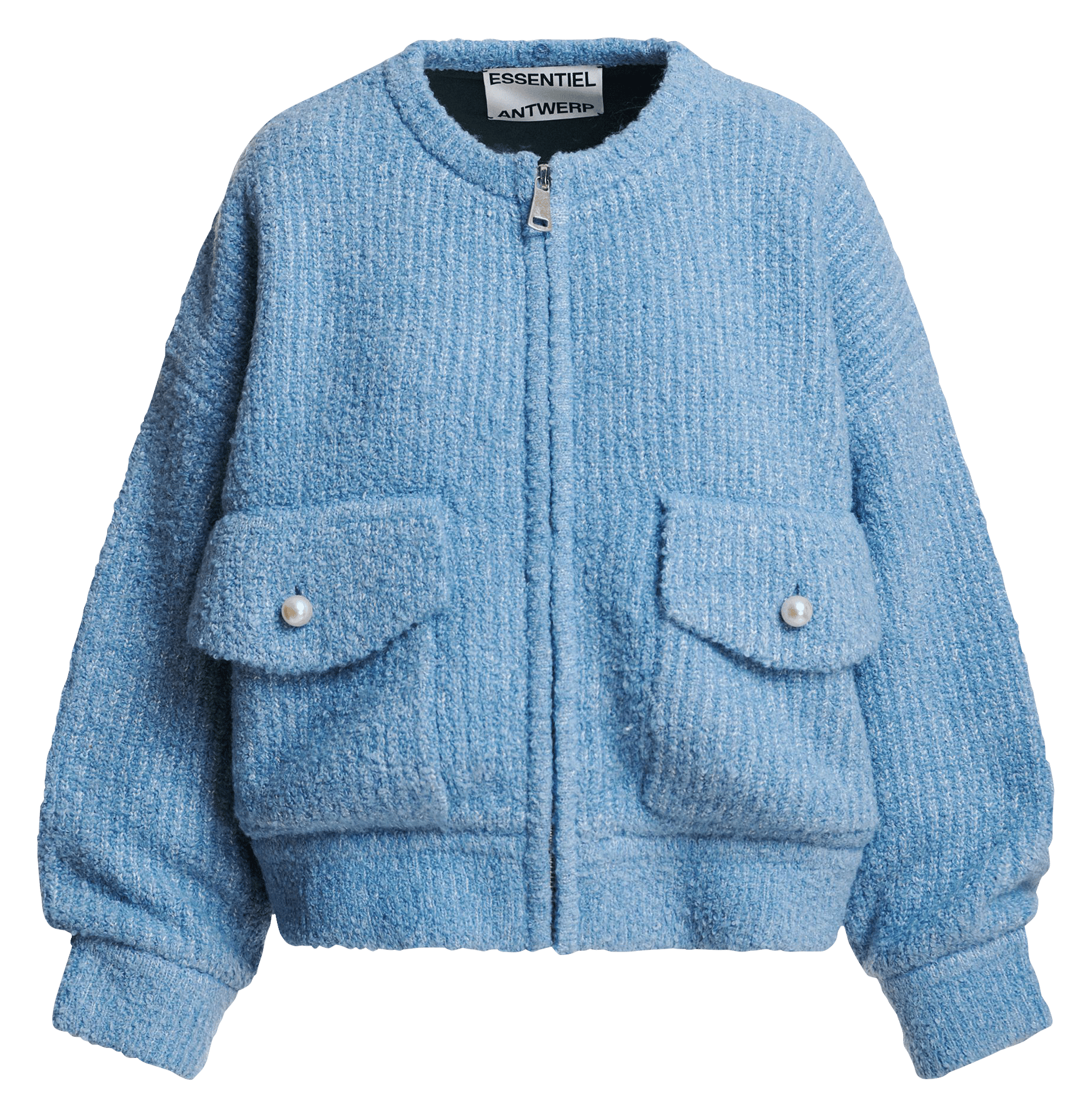 Oversized aviator jacket with removable collar | Blue ESSENTIEL ANTWERP Women
