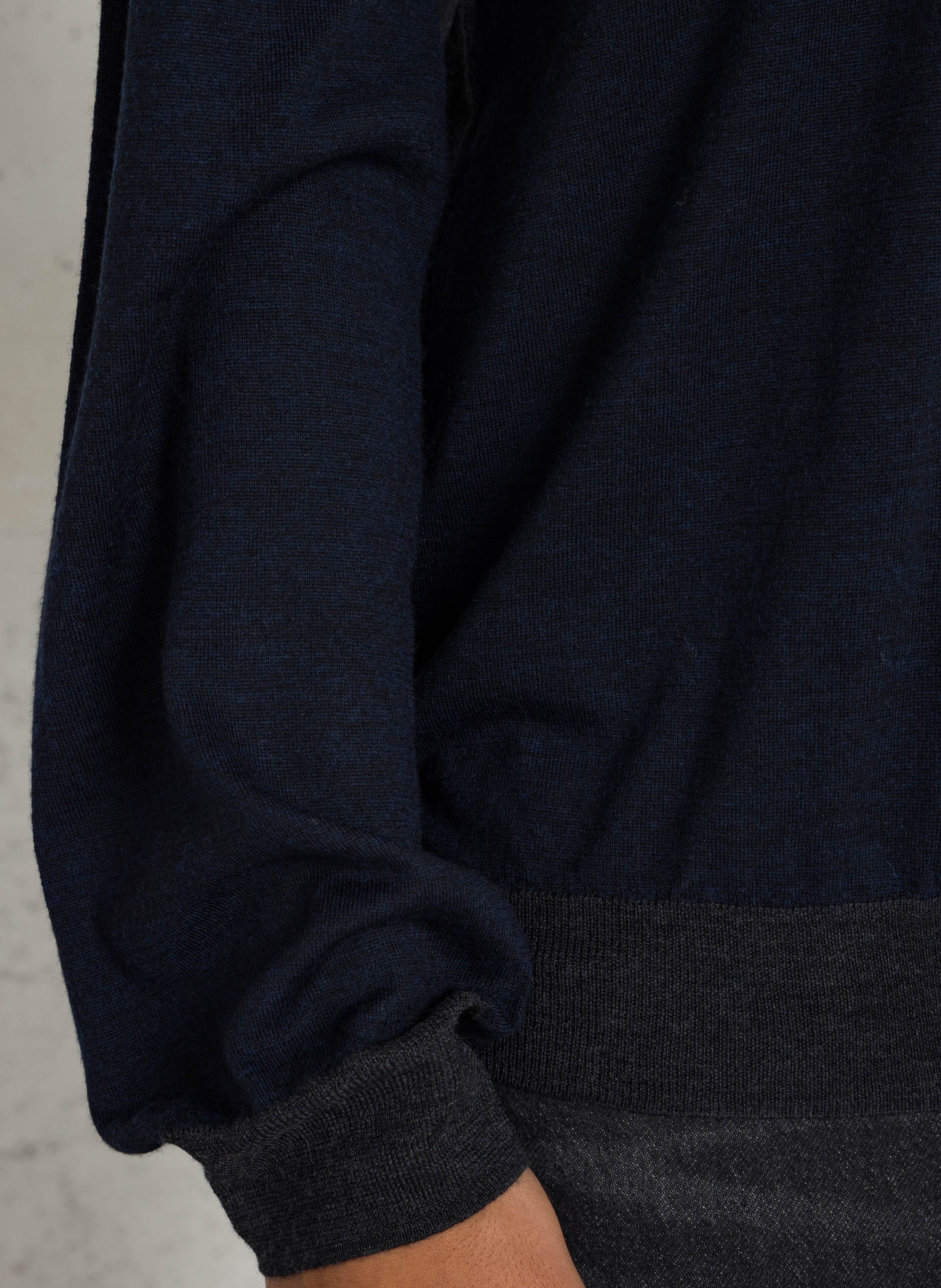 Polo manches longues en laine MAJESTIC FILATURES Bleu