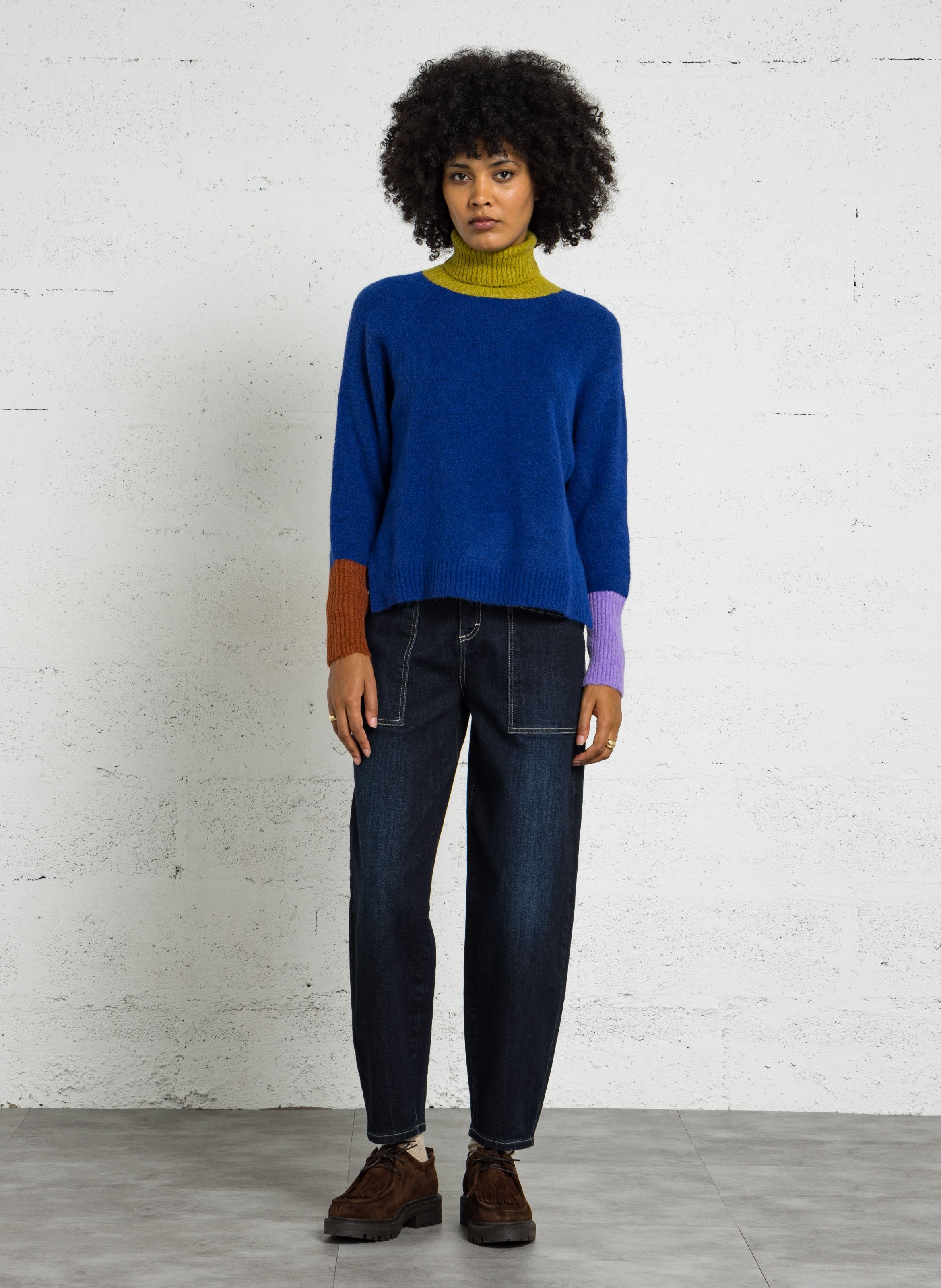 Pull ample col roulé DR BLOOM Bleu