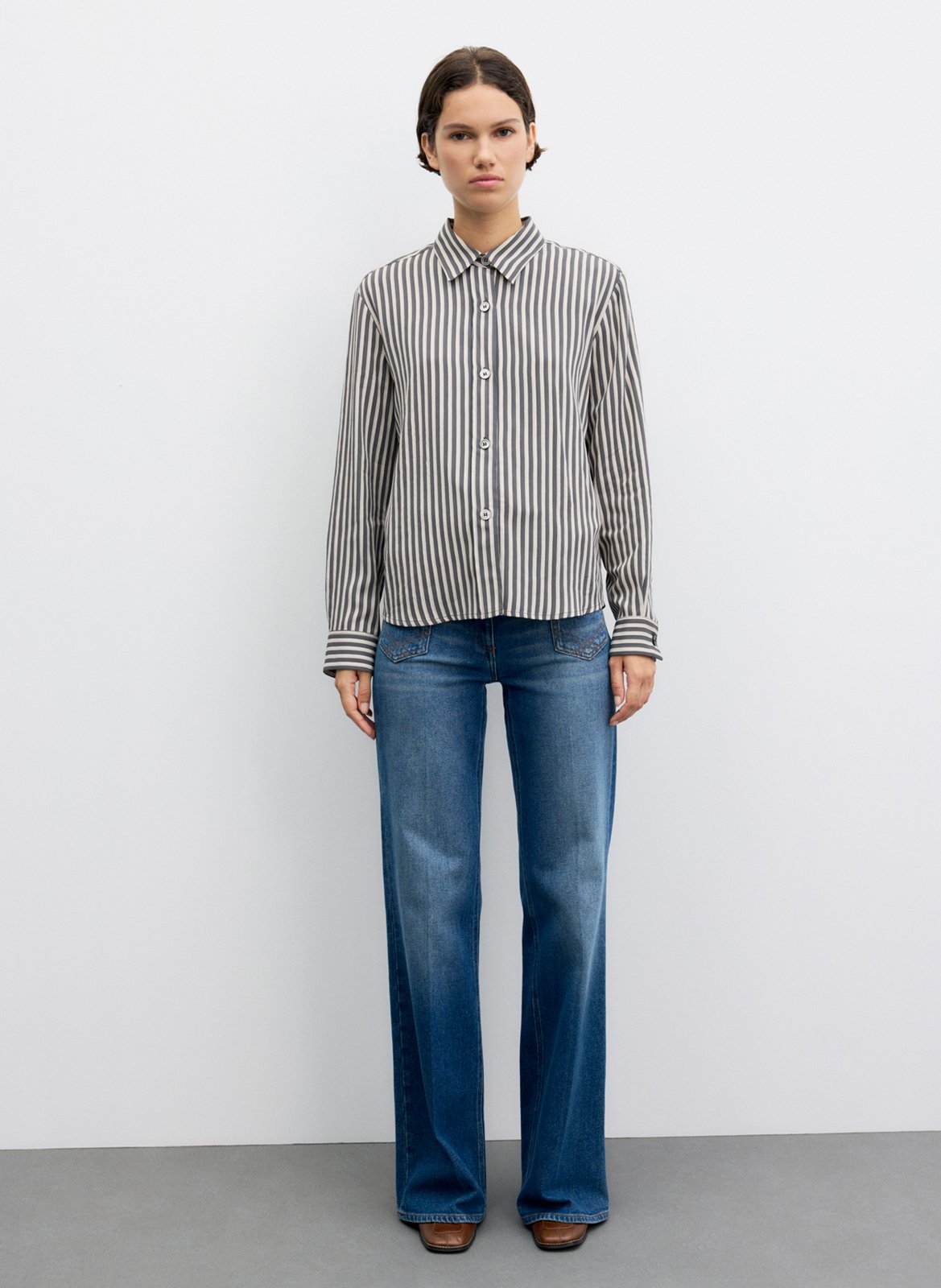 Chemise droit col classique rayée GERARD DAREL Gris