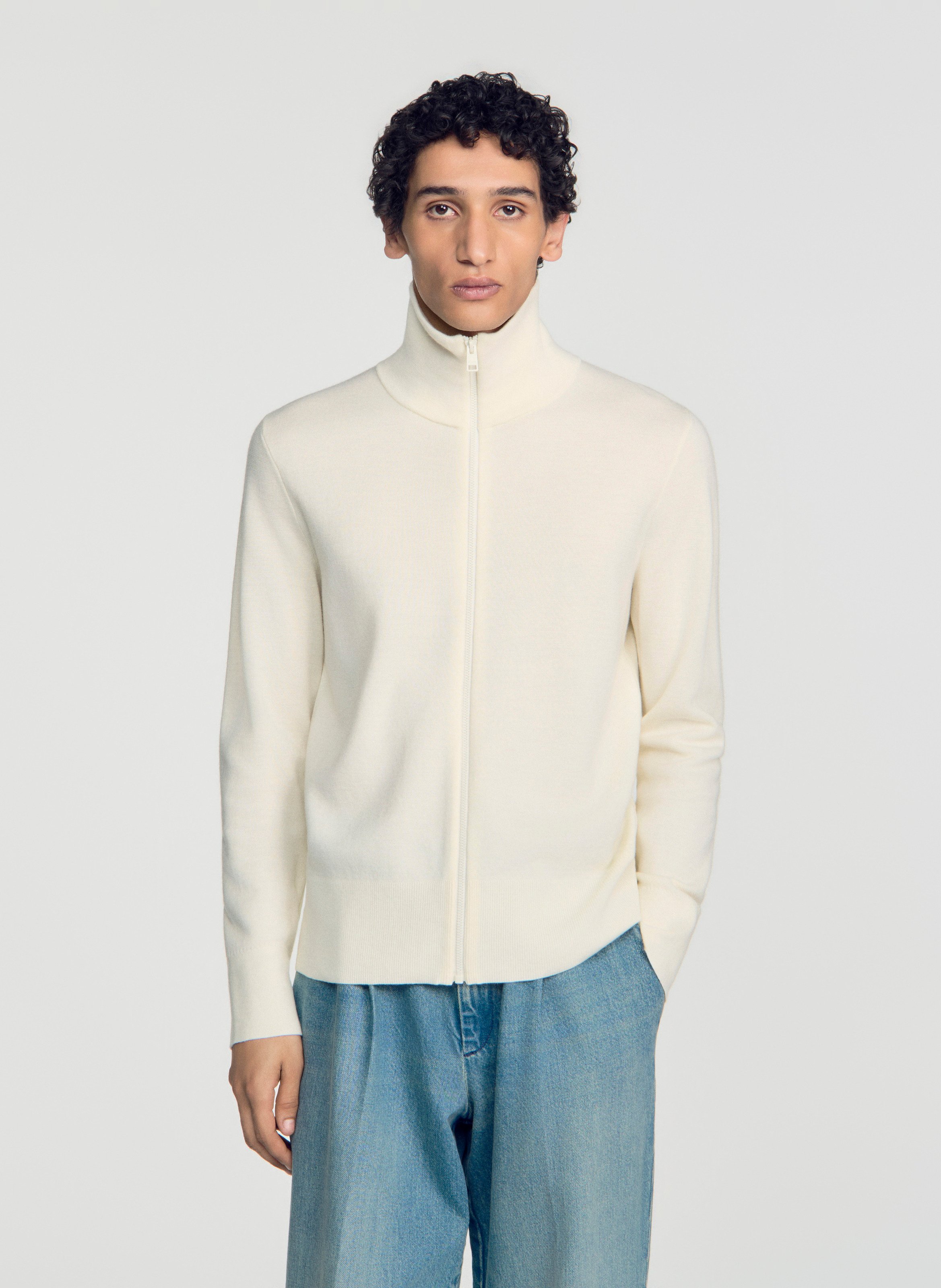 Wollen vest met rits SANDRO Beige