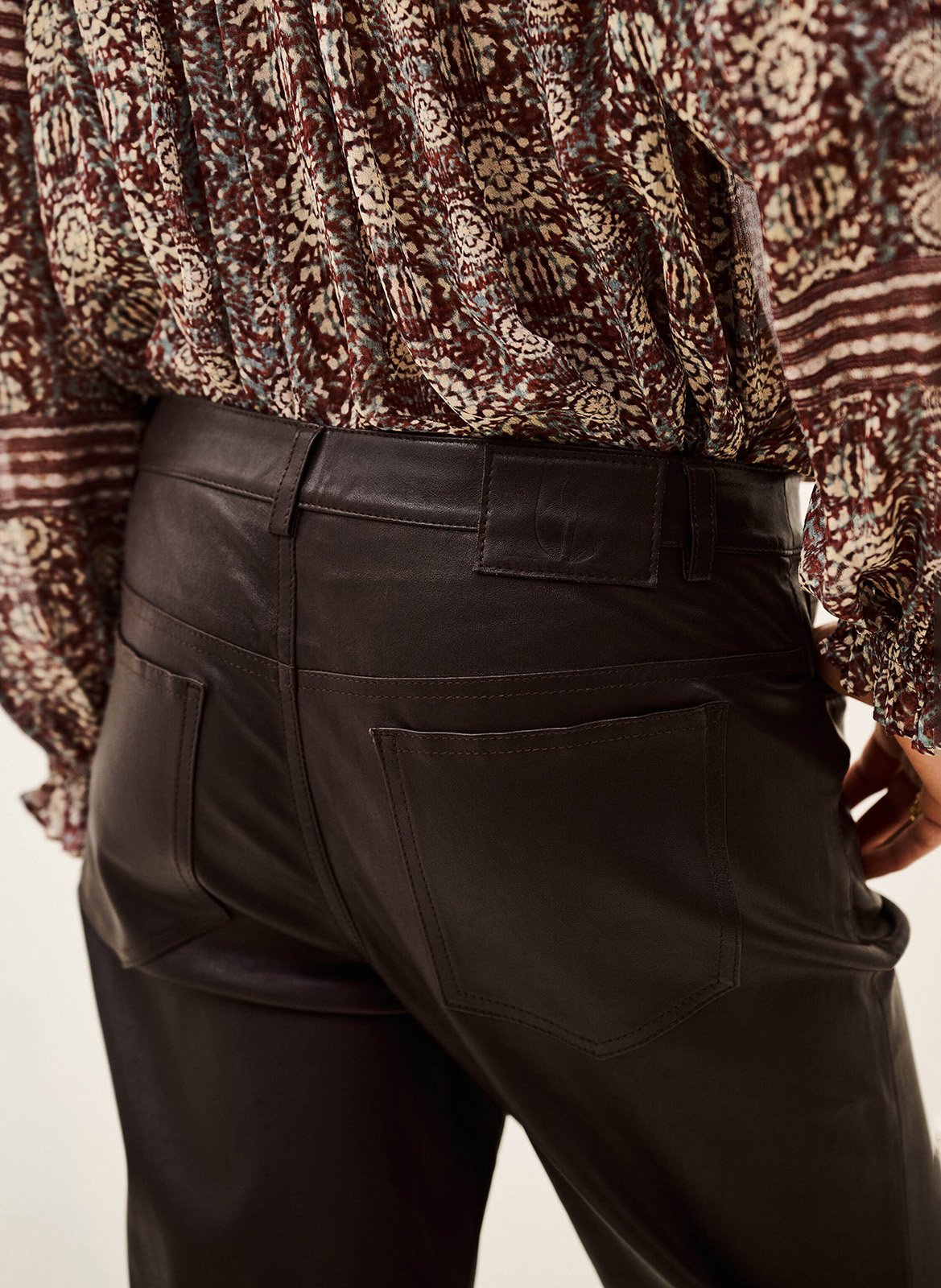 Pantalon boot cut en cuir BA&SH Marron