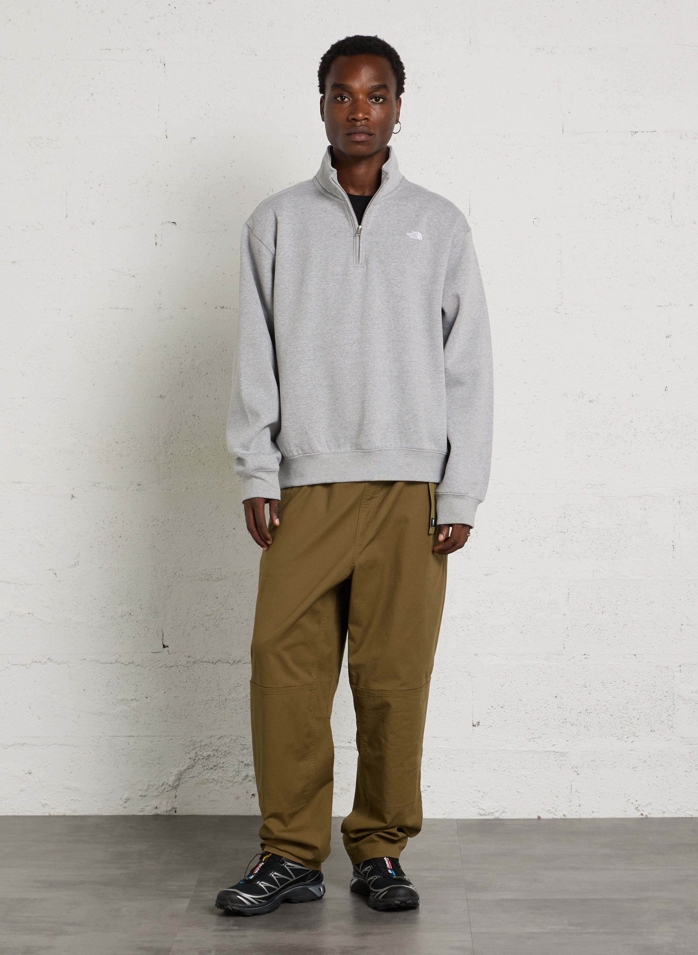 Ruimvallende trui met opstaande kraag | katoenblend THE NORTH FACE Grijs