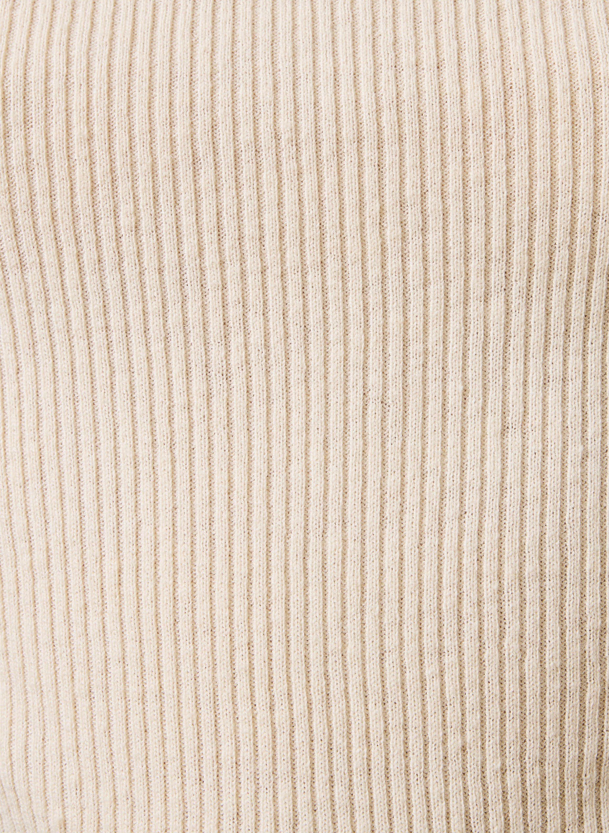 Pull moulant côtelé en laine et coton bio LA FEE MARABOUTEE Blanc