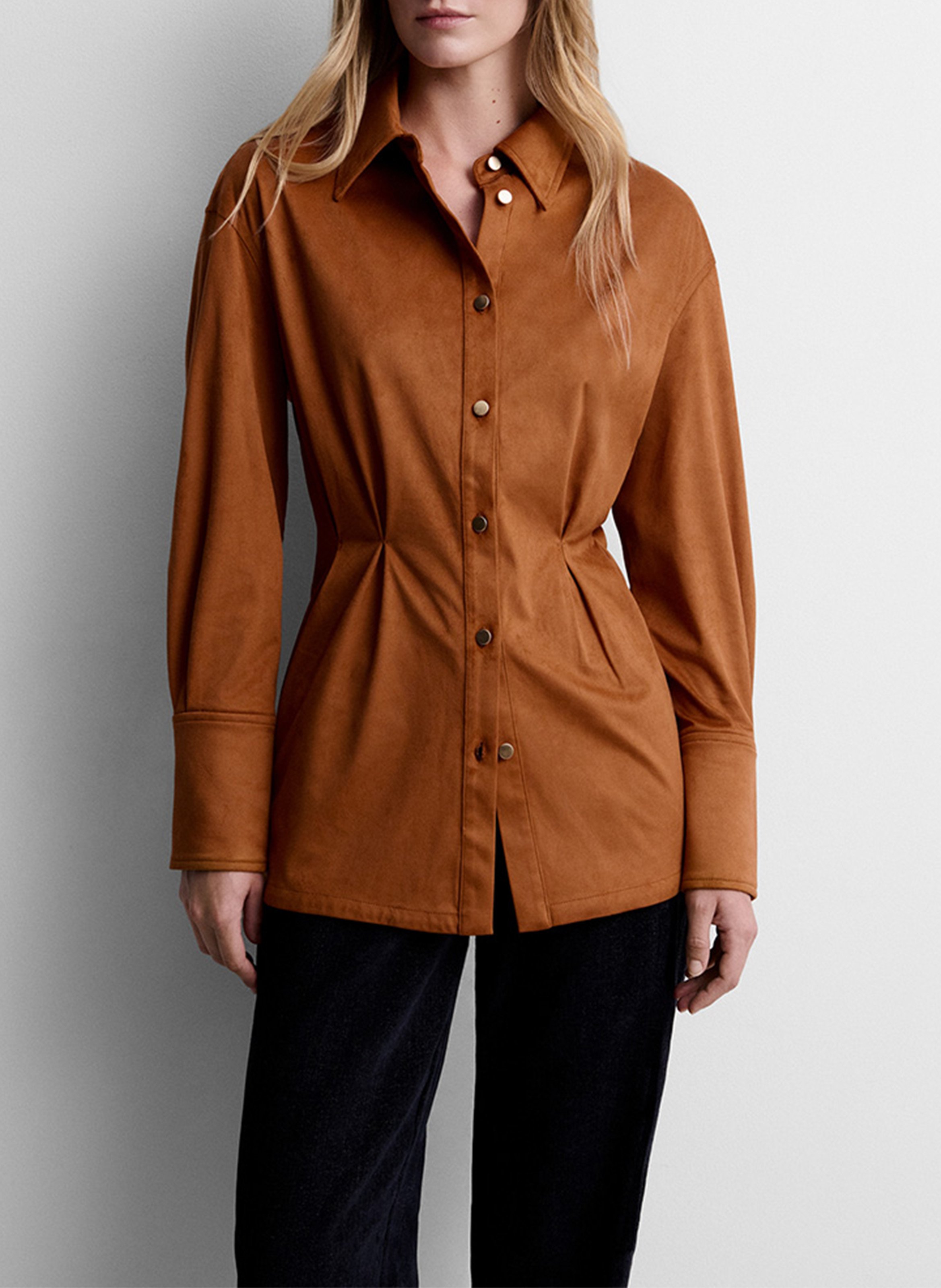 Fitted button-down shirt in a solid color SIMORRA Orange