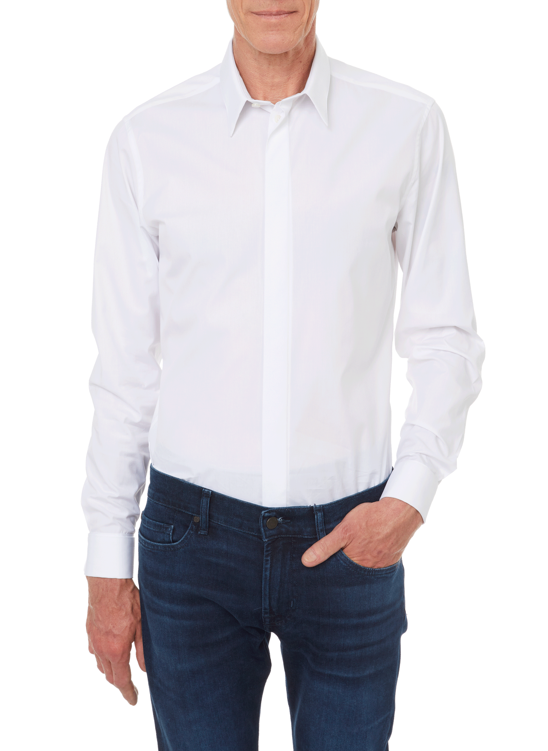 Slim-fit shirt in cotton poplin krave-cf AU PRINTEMPS PARIS White