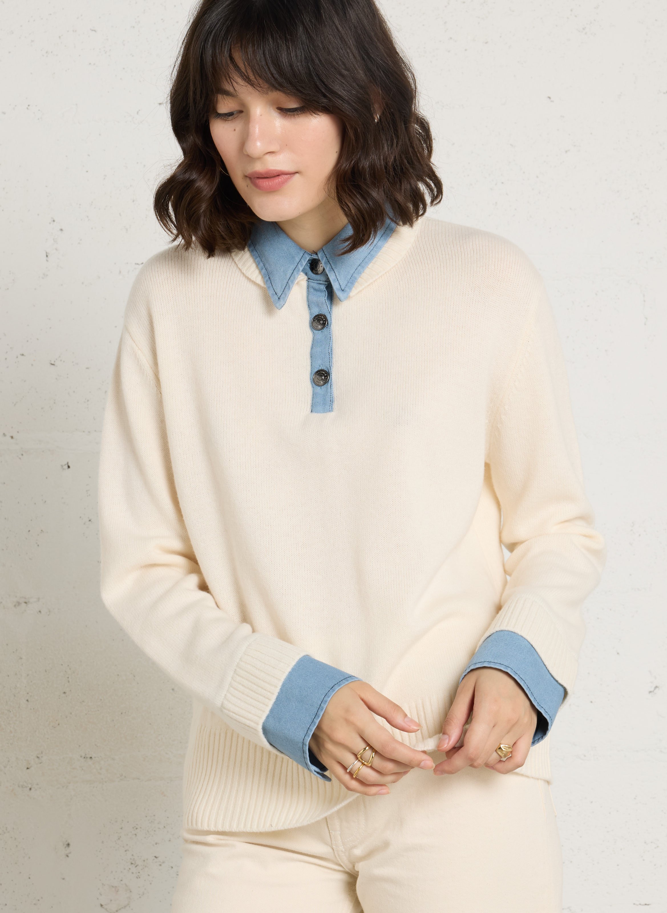 Pull droit col classique en laine BERENICE