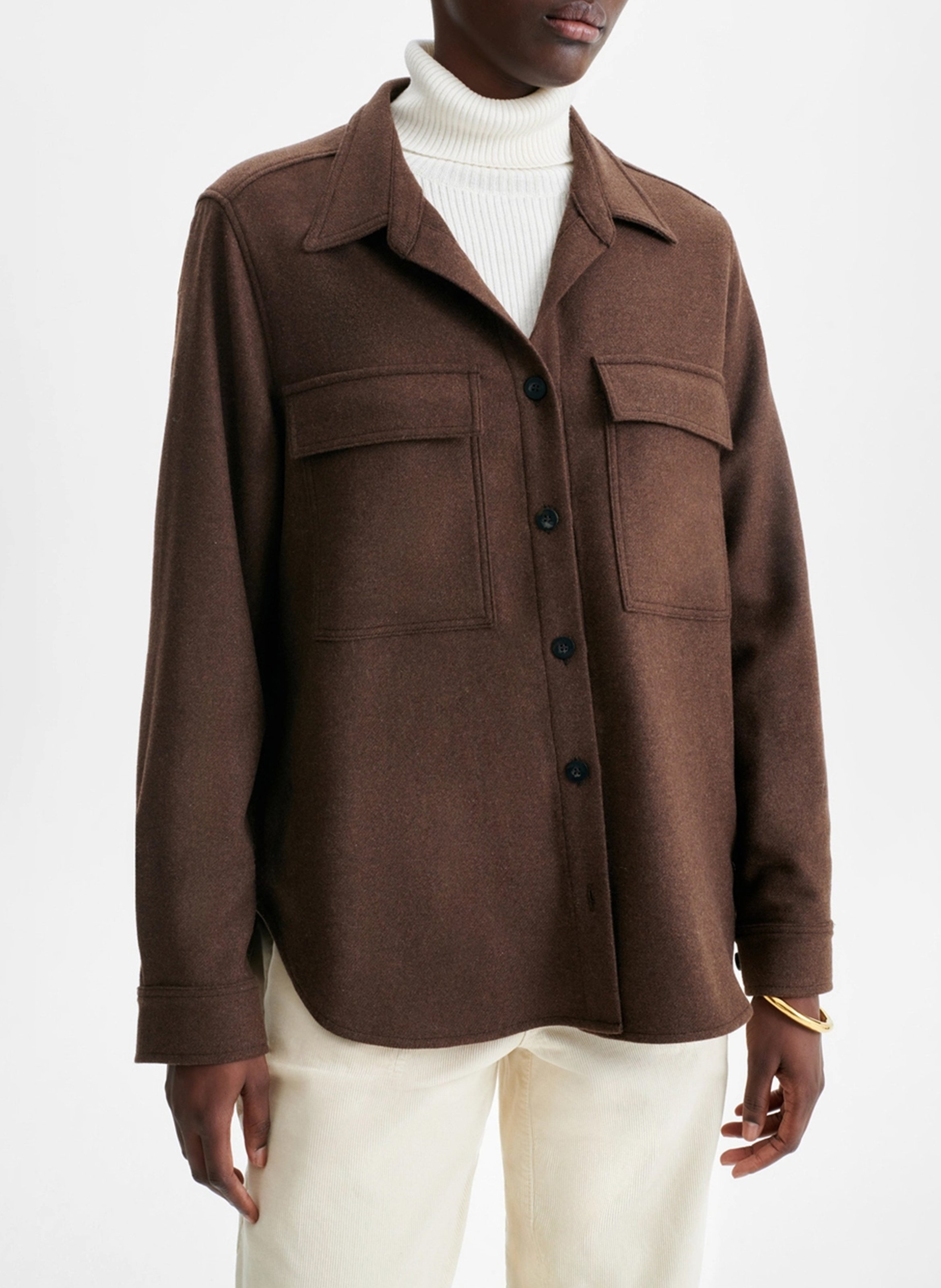 Wool-blend shirt with classic collar VANESSA BRUNO Brown