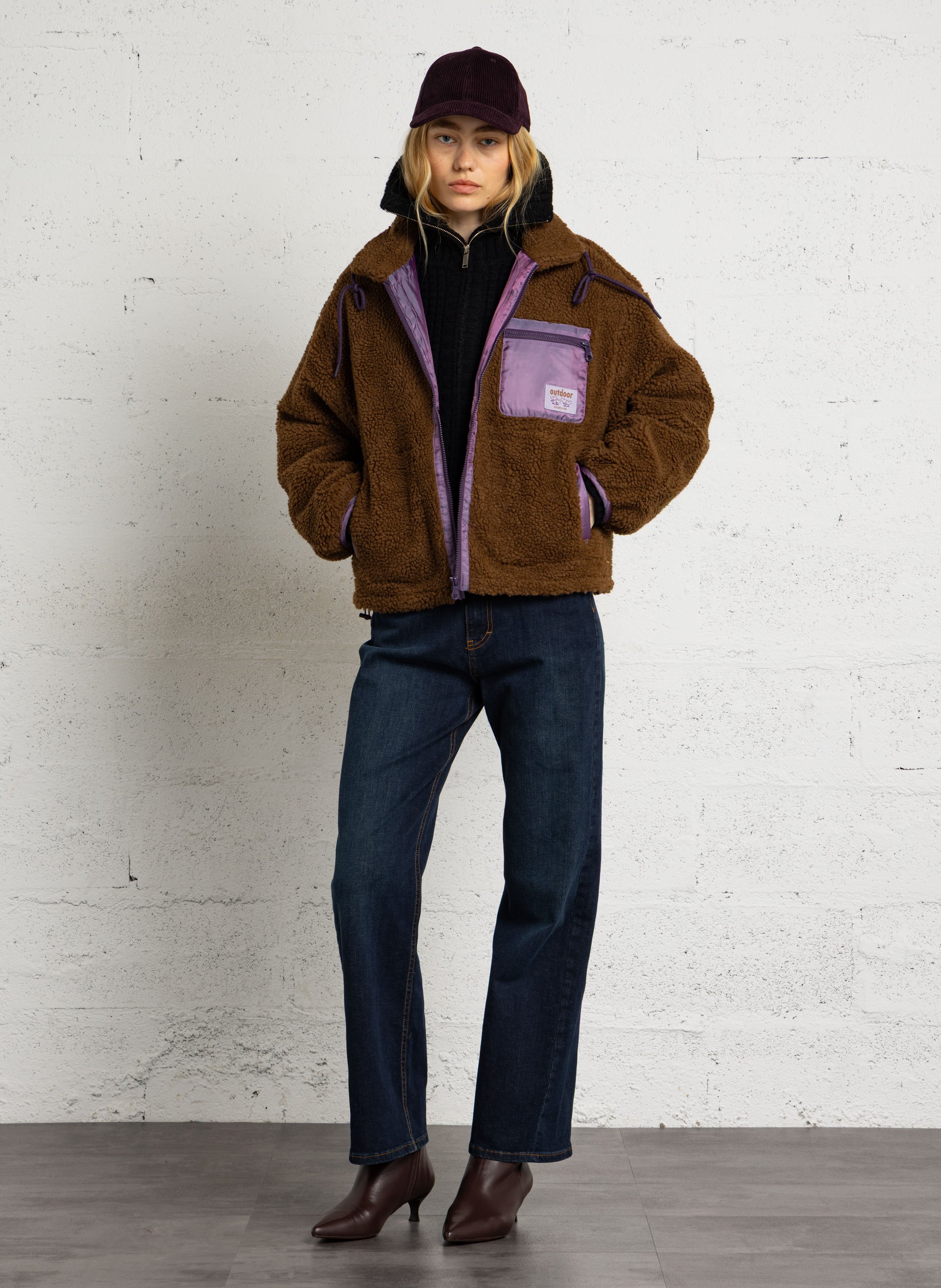 Veste ample en sherpa DES PETITS HAUTS Marron