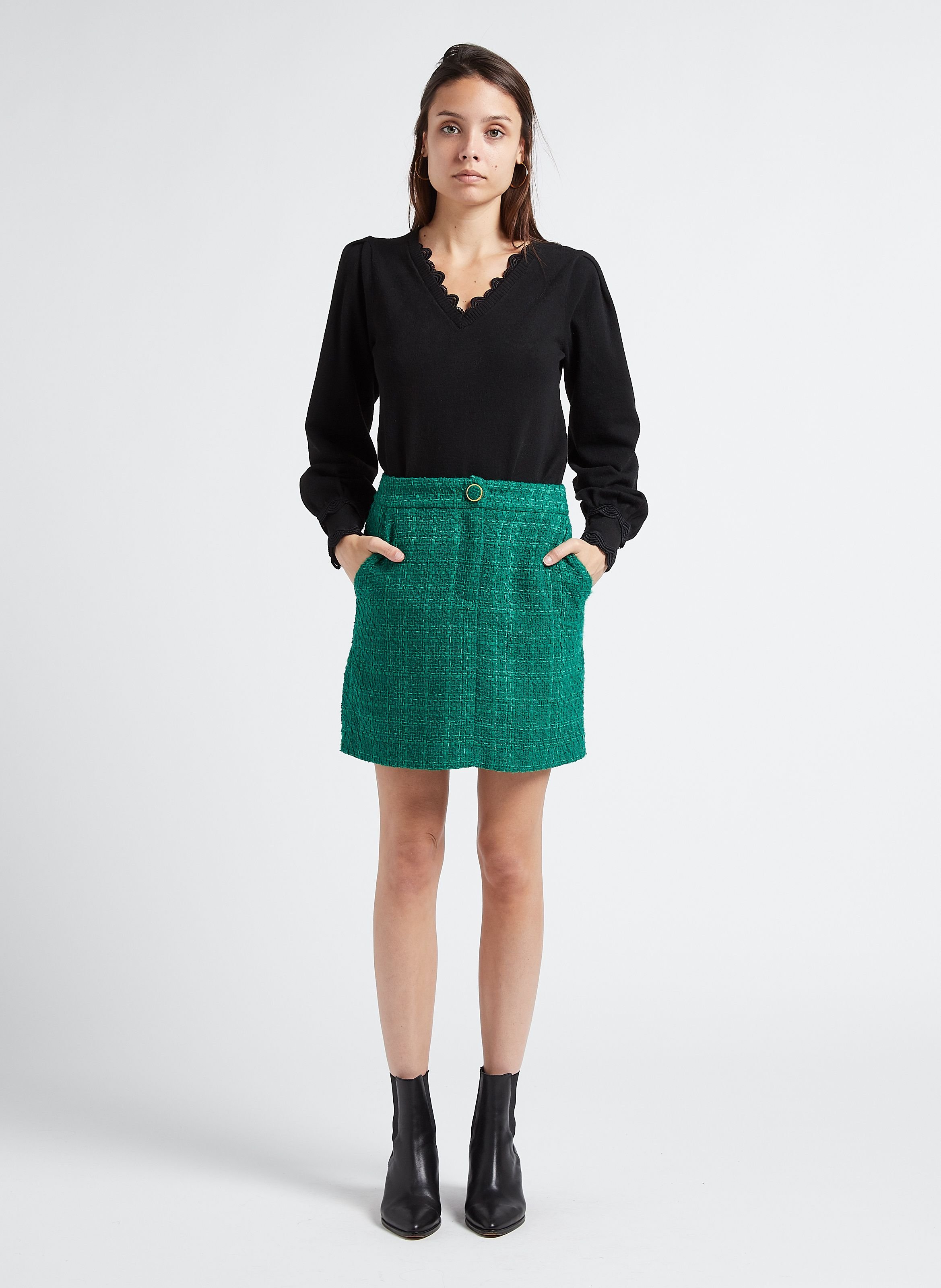 High waist hotsell mini tweed skirt