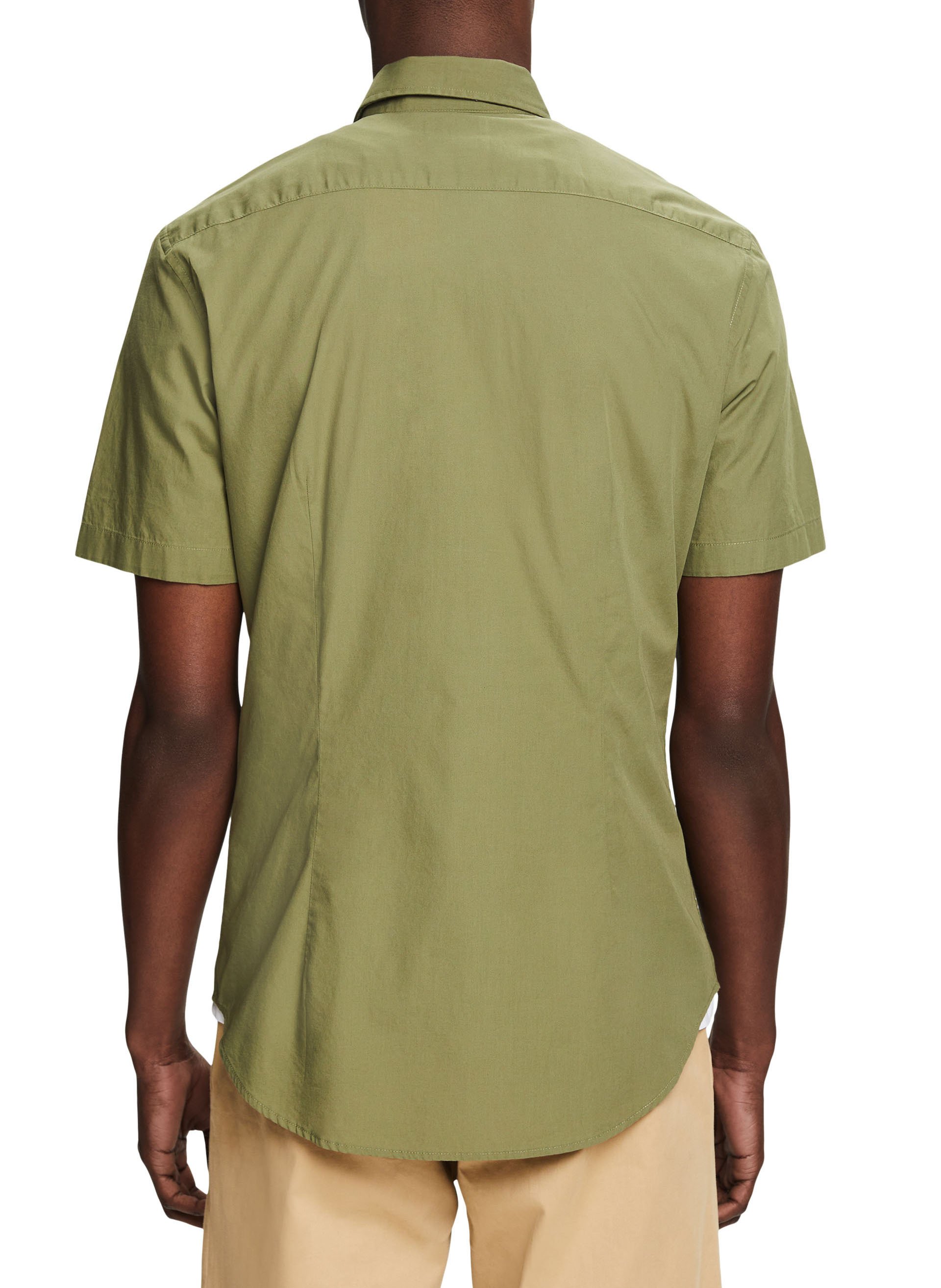 Regular-fit cotton shirt with classic collar ESPRIT Khaki