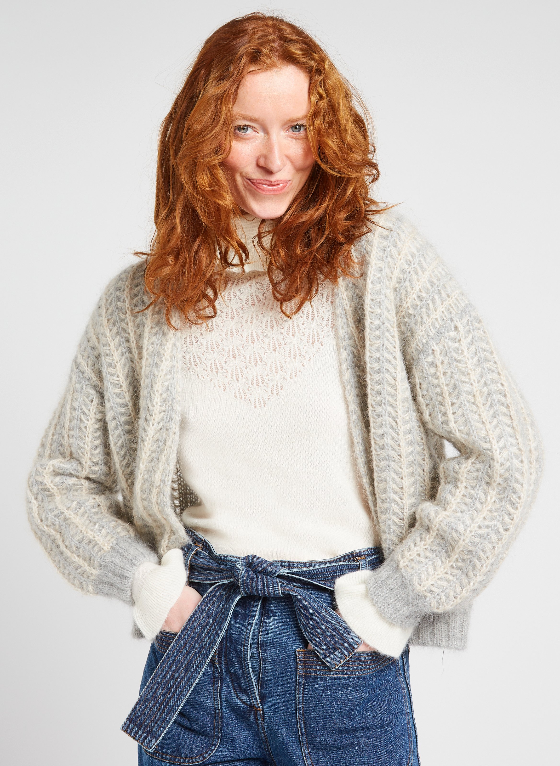 Wool-blend cardigan LOUISE MISHA Grey