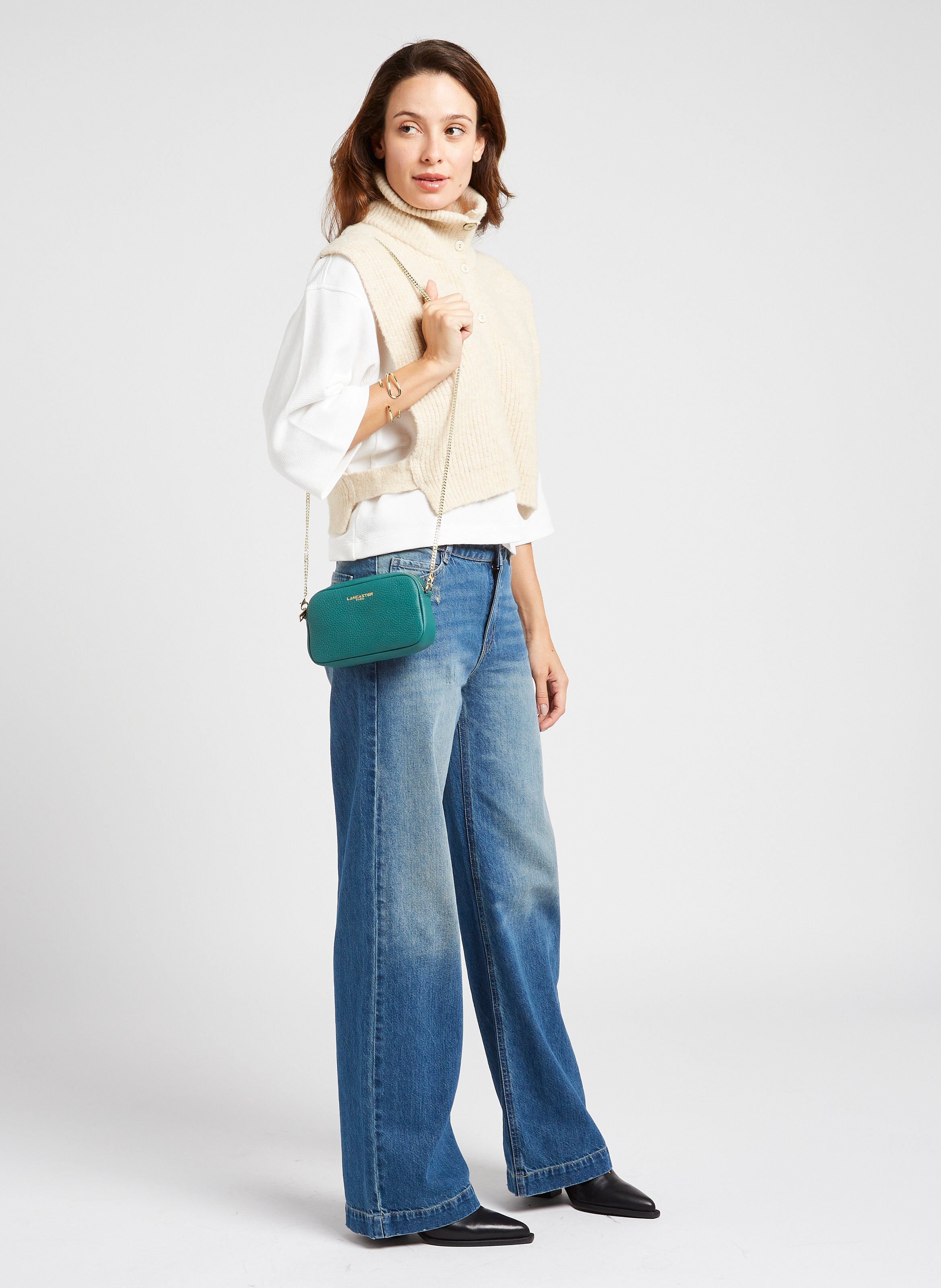 Mini Umhängetasche aus Leder LANCASTER PARIS Grun