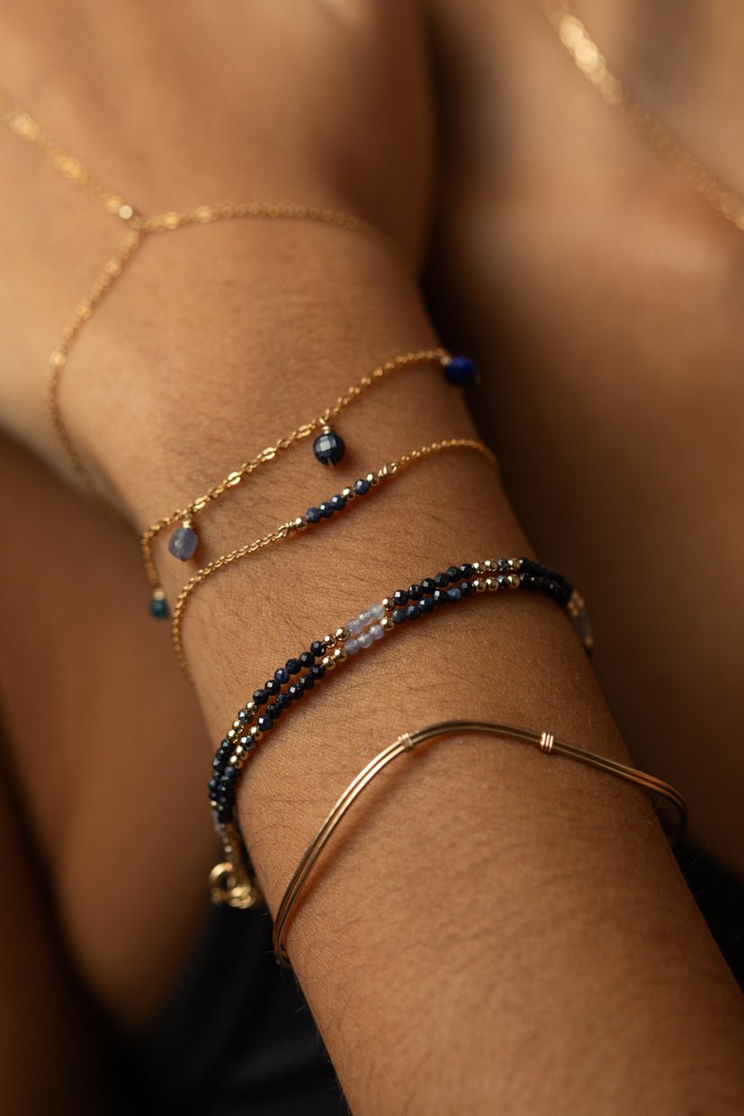 Double necklace-bracelet - azure YAY Blue