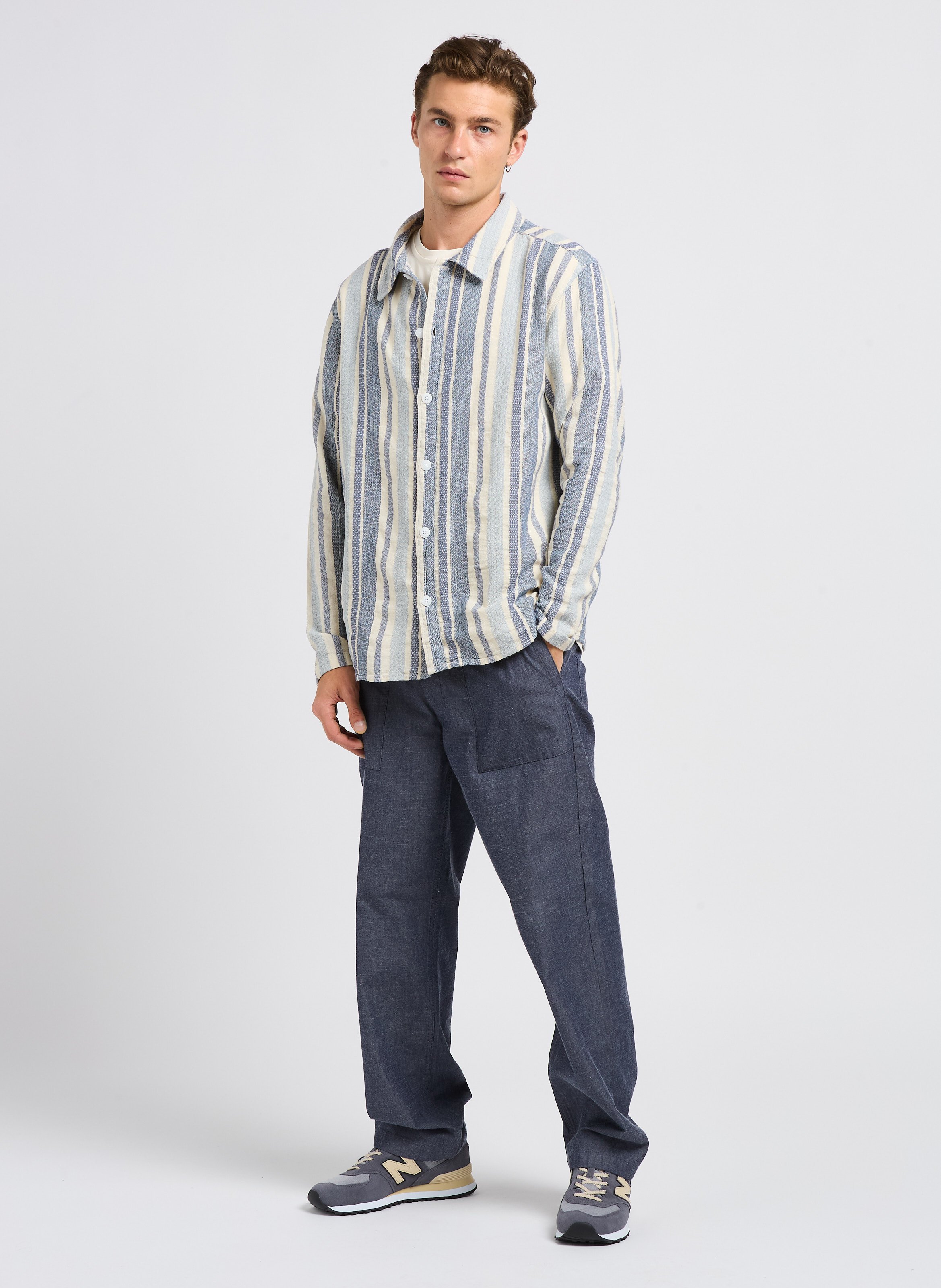 Pantalon droit en coton bio KNOWLEDGE COTTON APPAREL Bleu