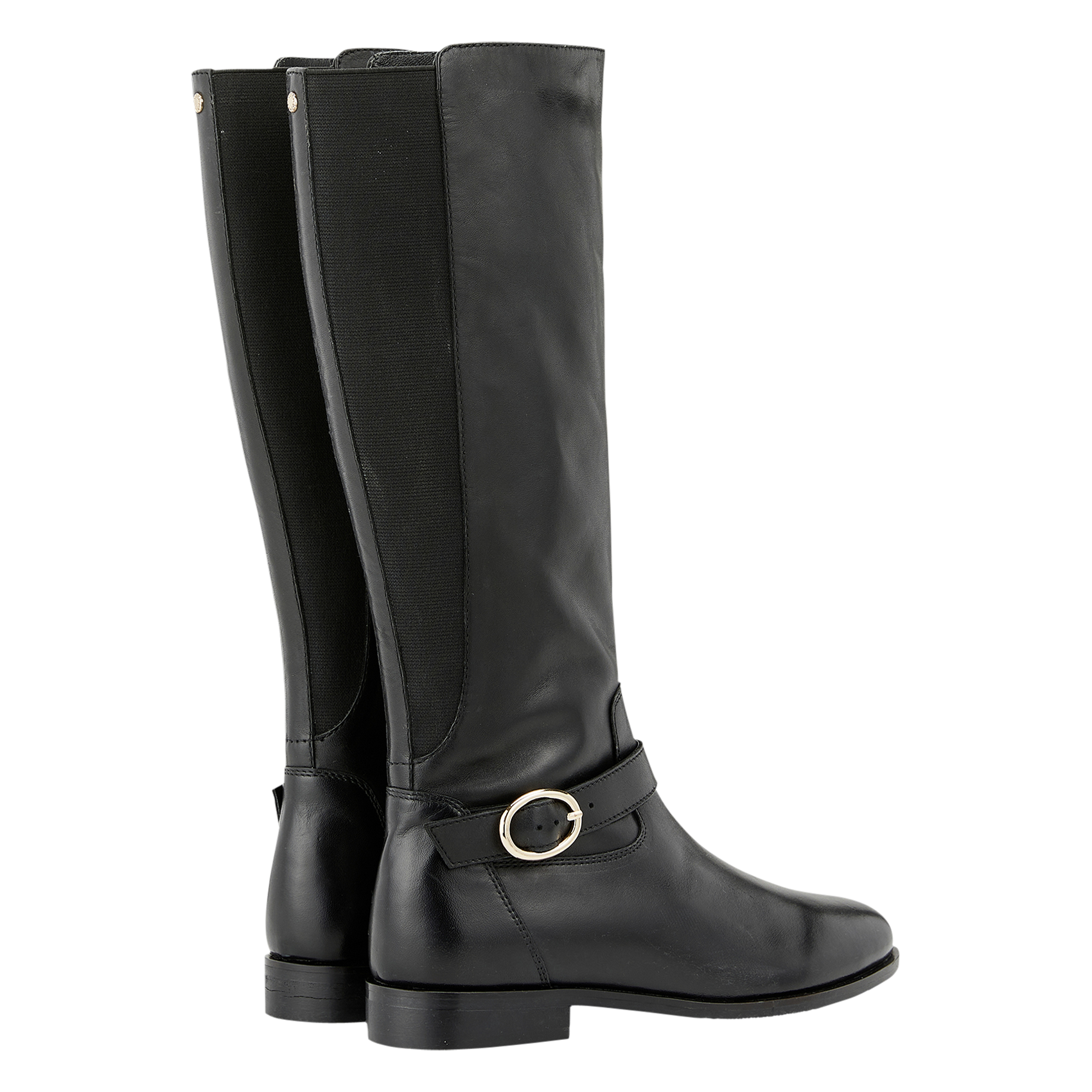 Flat leather riding boots COSMOPARIS Black