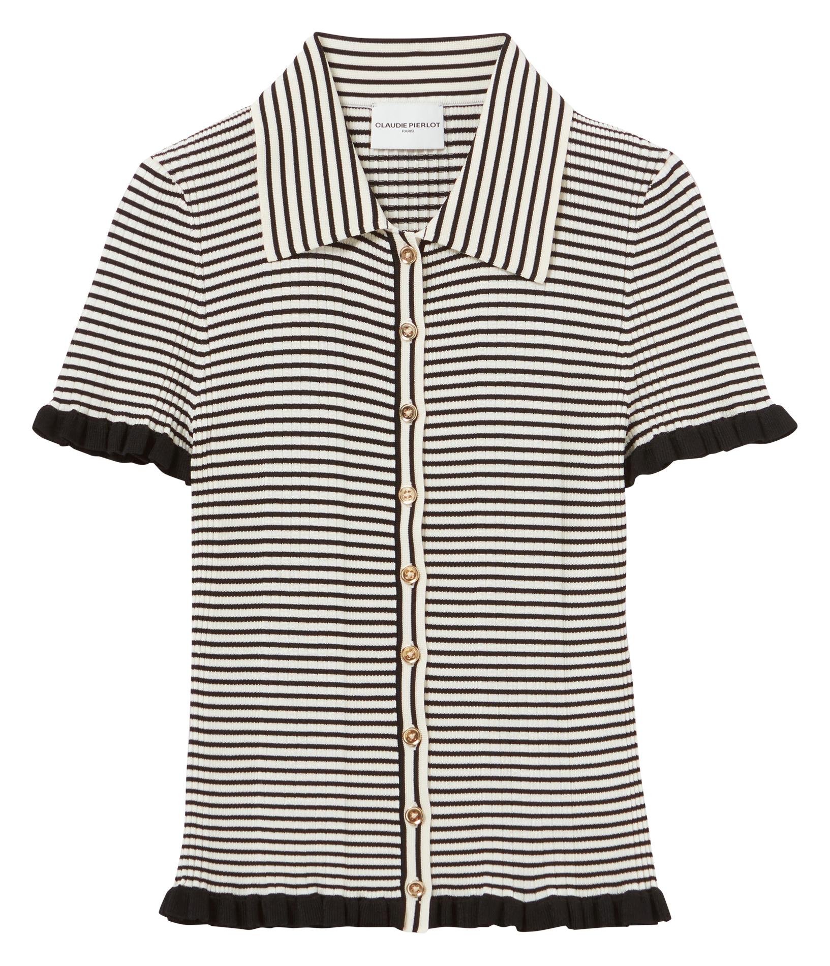 Top col classique à rayures CLAUDIE PIERLOT Beige