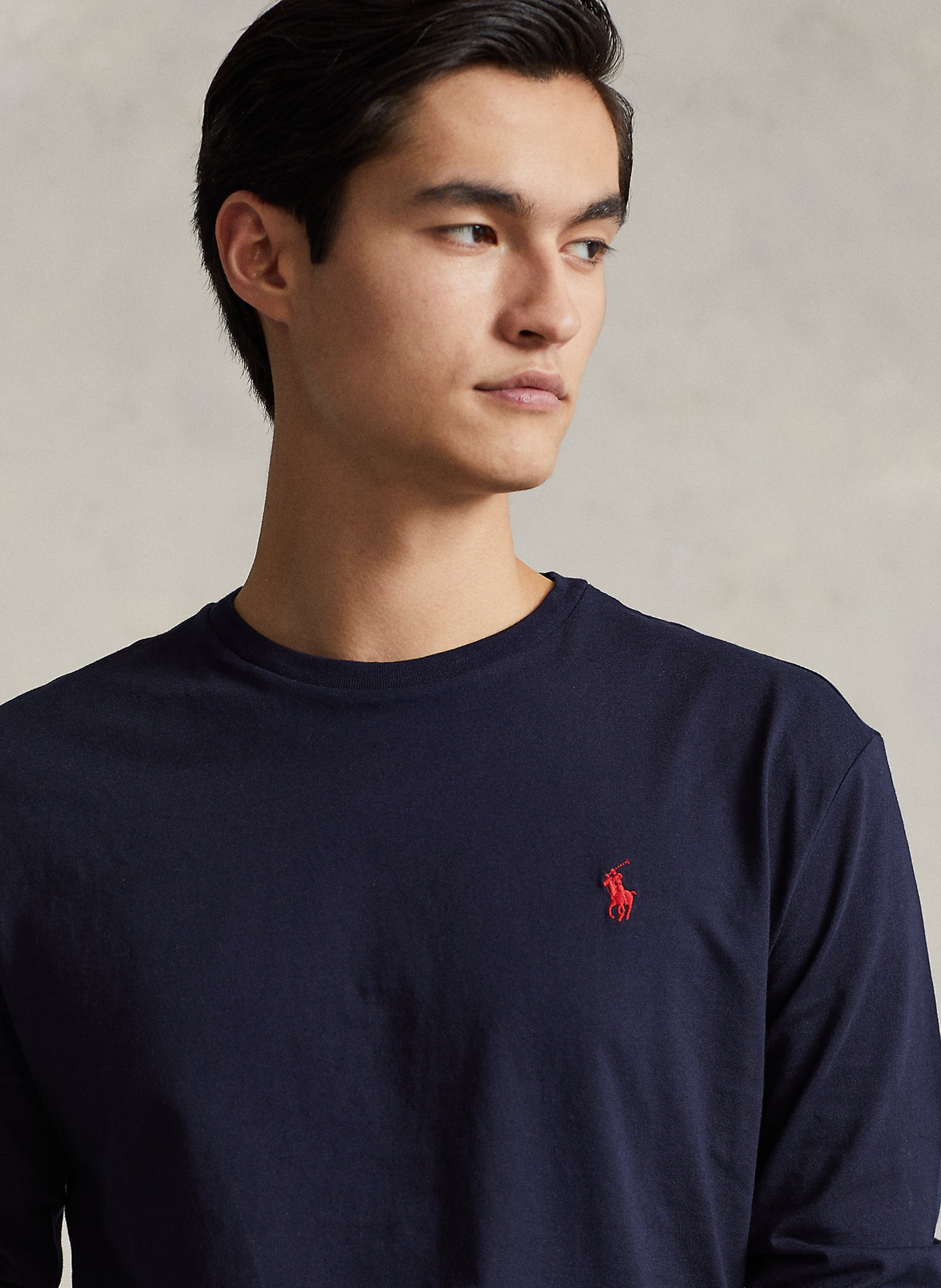 Tee-shirt col rond slim-fit en coton POLO RALPH LAUREN Bleu