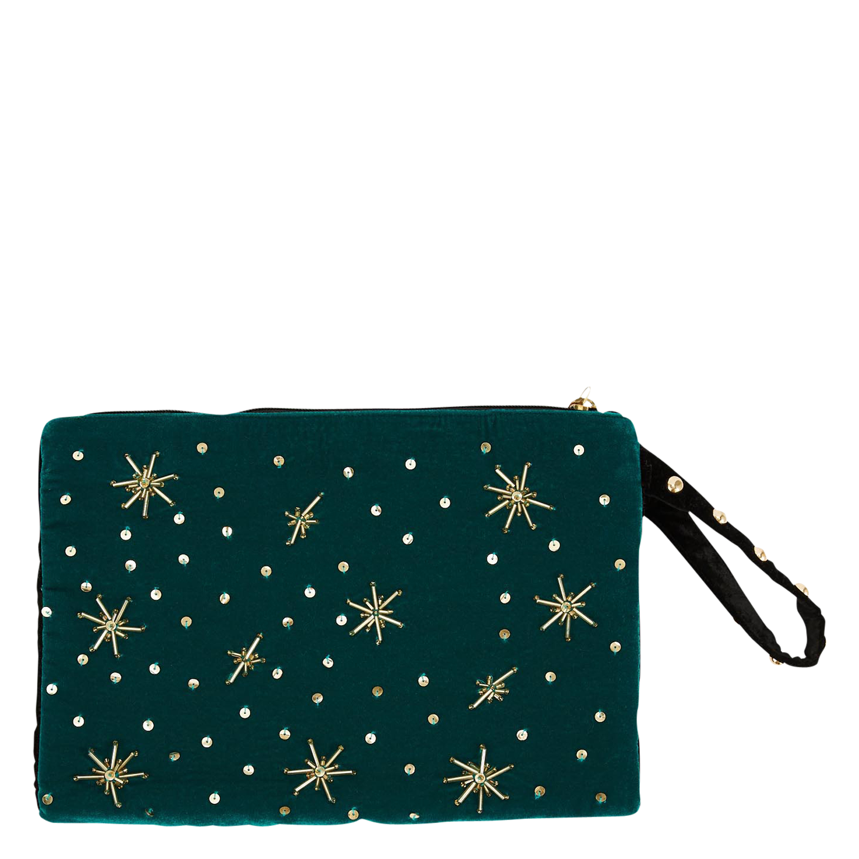 Geborduurde fluwelen clutch WILD Zwart