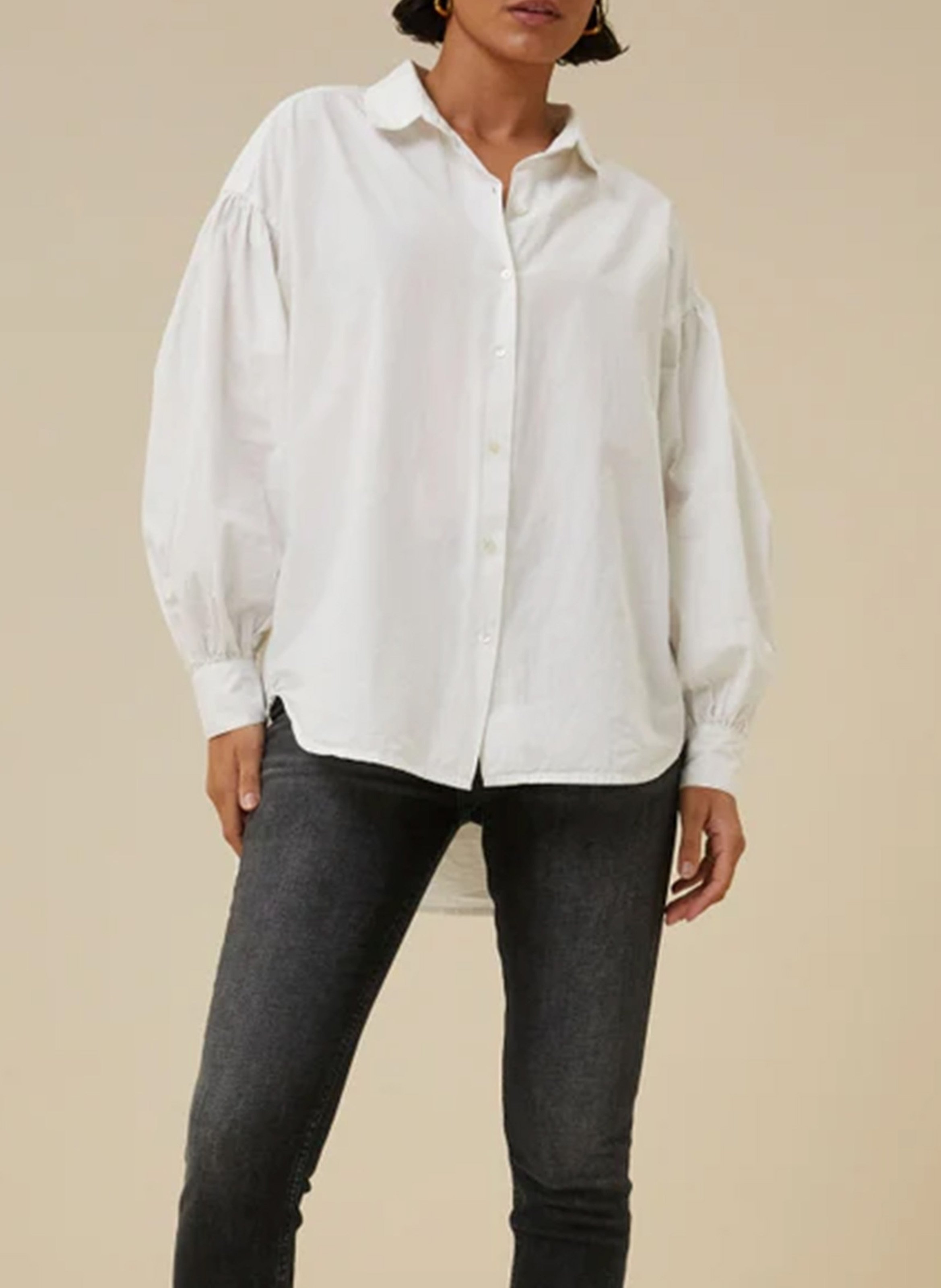 Loose-fit cotton shirt with classic collar BY BAR White