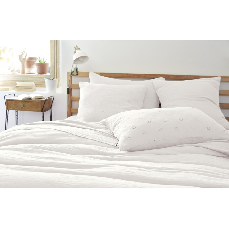 Cotton percale pillow case L'EFFET PAPILLON White