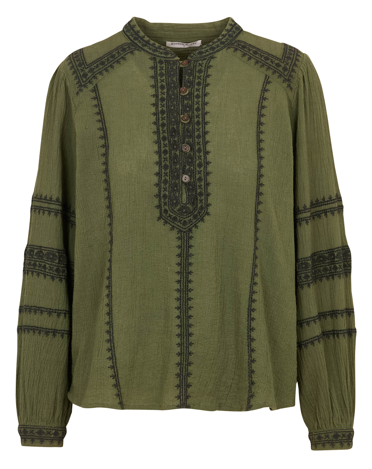 Round neck blouse with embroidered details MAISON HOTEL Green