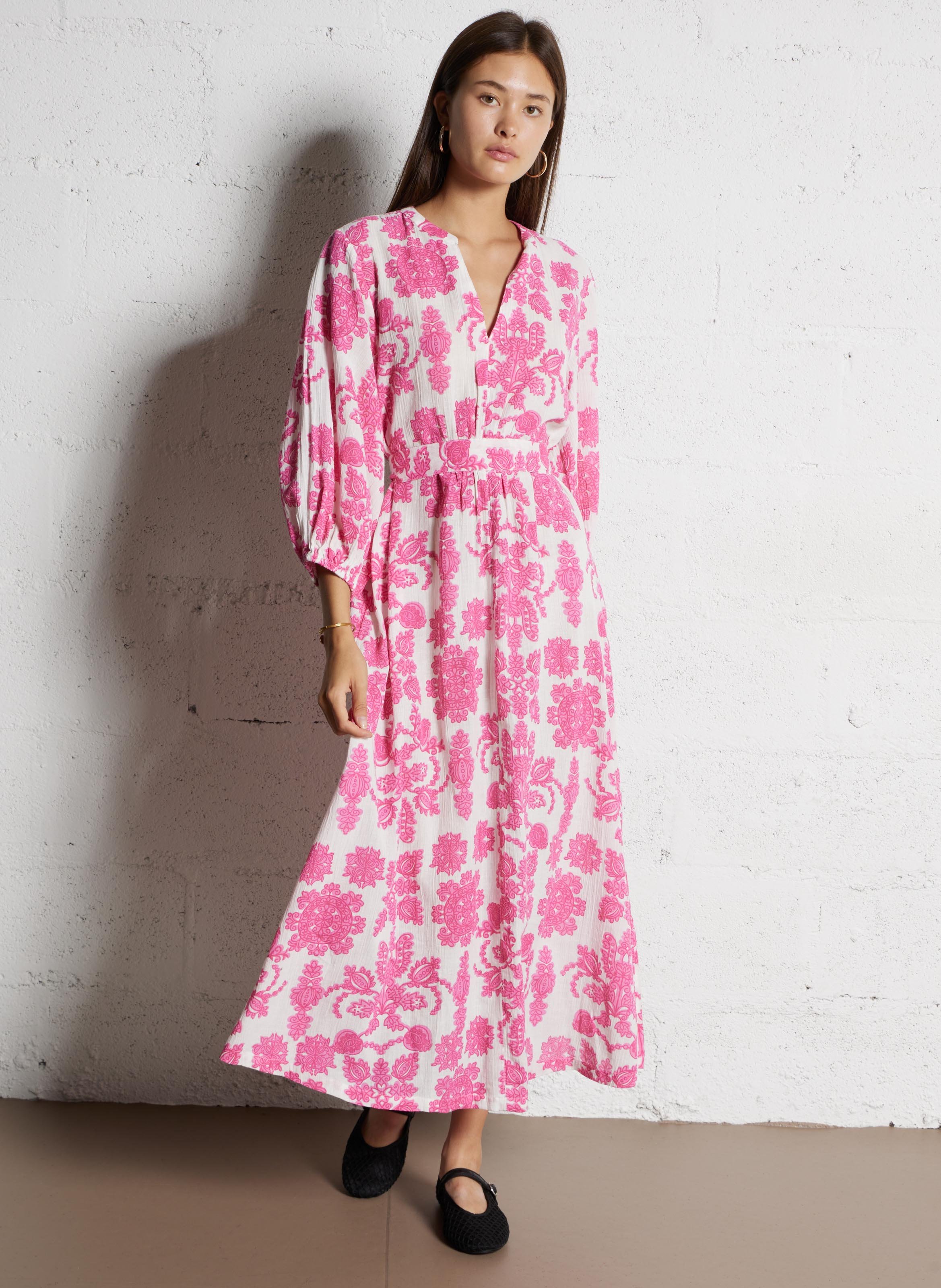 Robe longue en coton mélangé MAISON 123 Rose