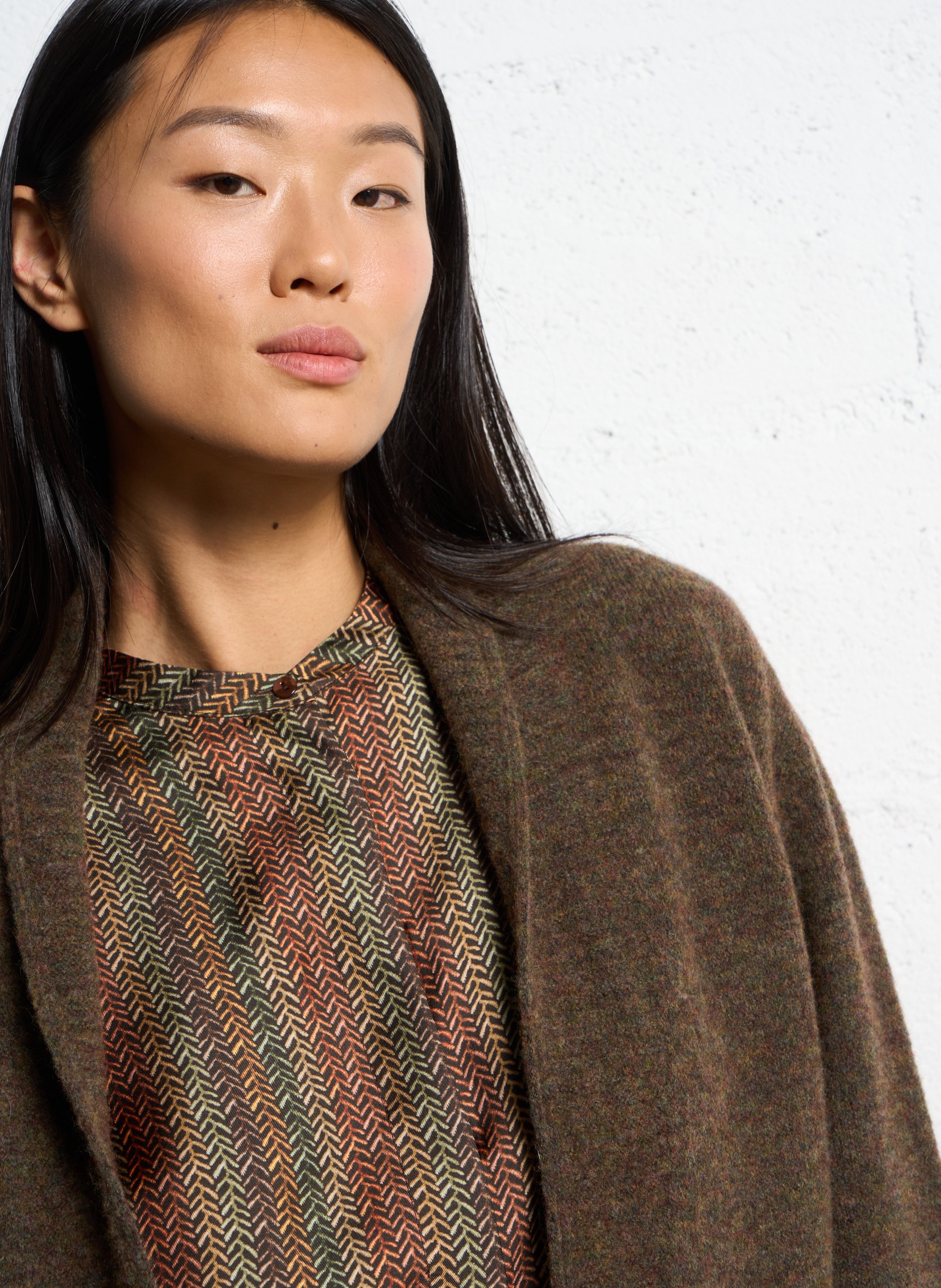 Gilet droit boutonné en laine mélangée MOMONI Vert