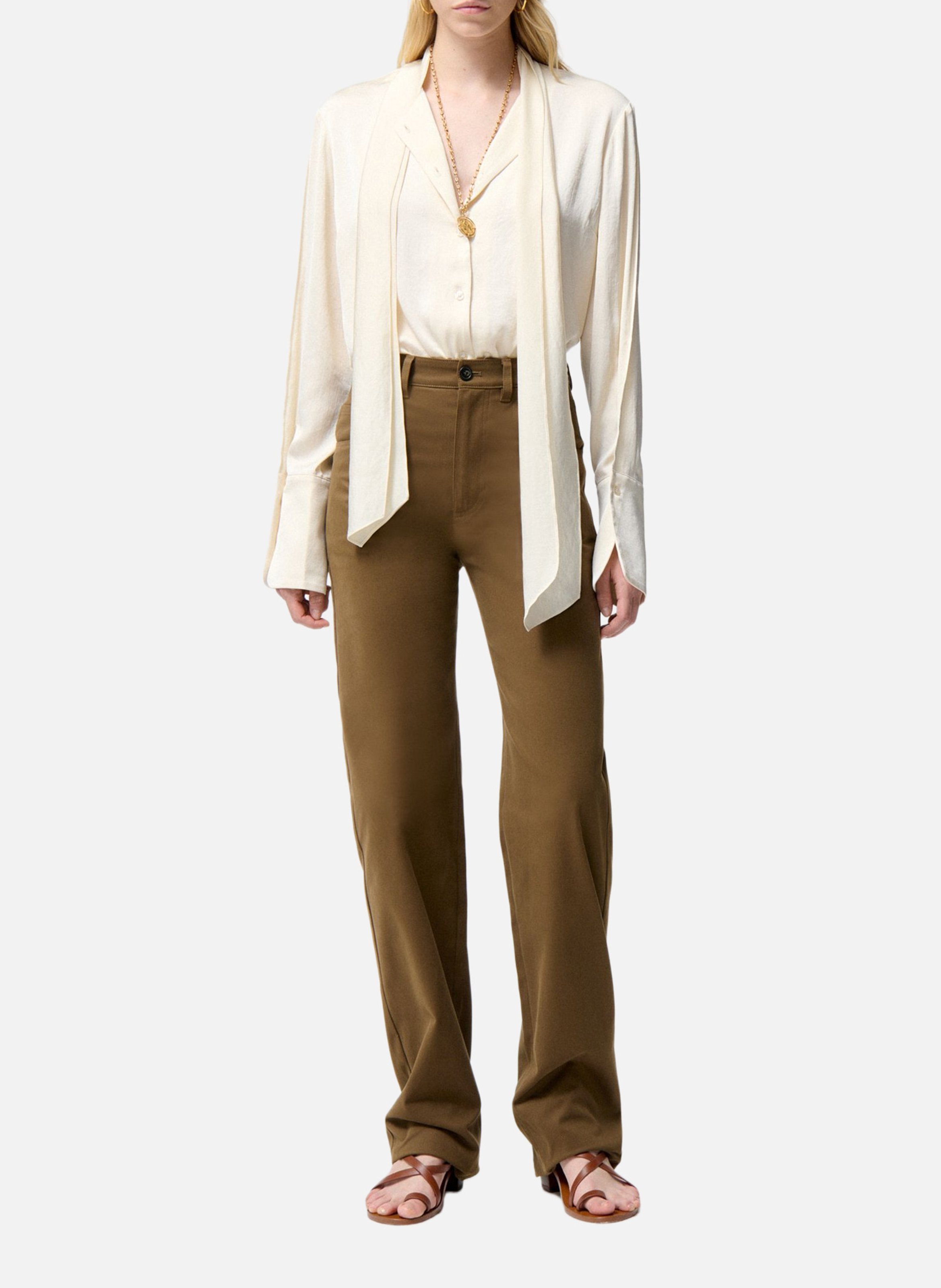 Straight-leg organic cotton-blend pants VANESSA BRUNO Green