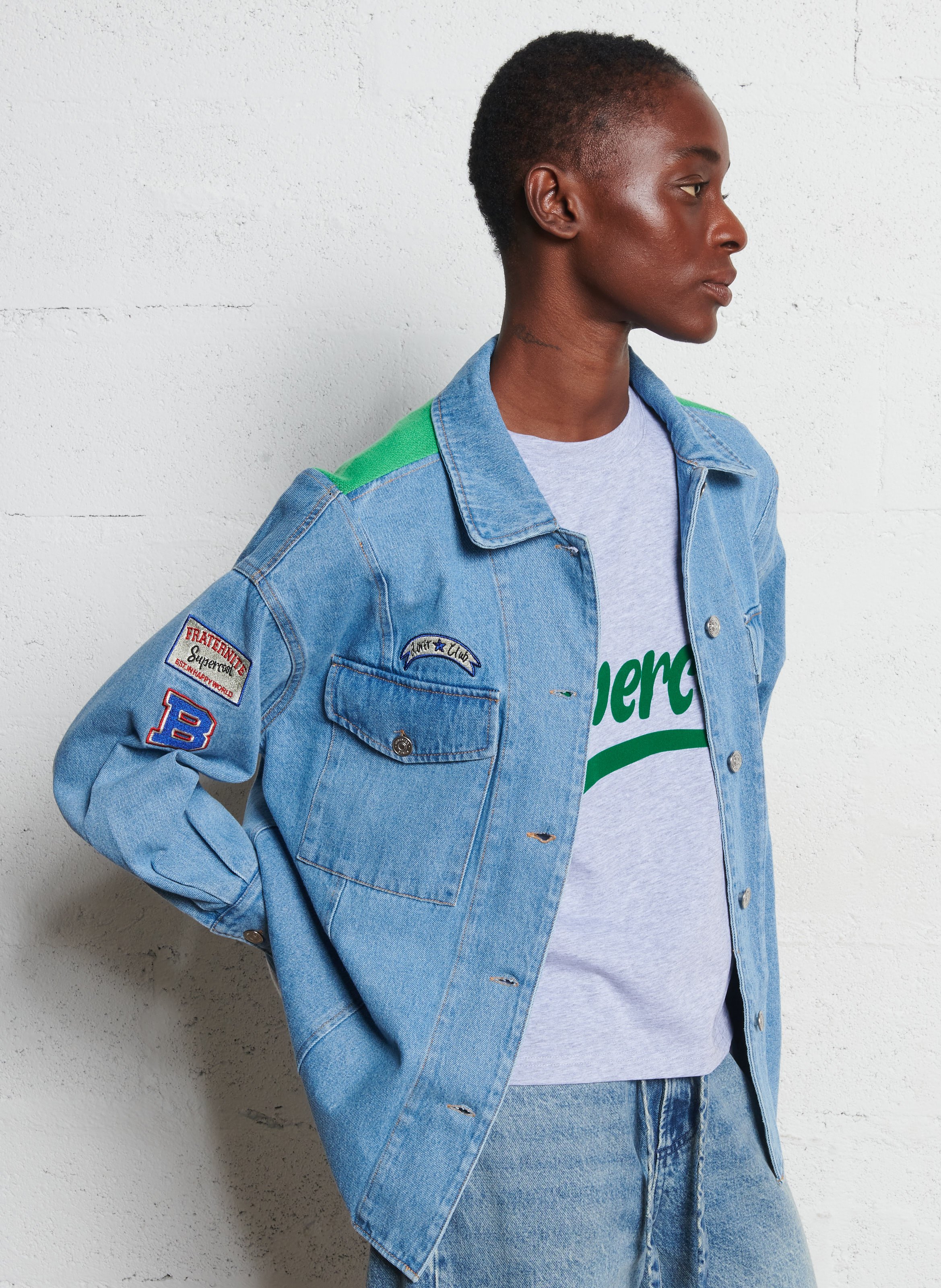 Surchemise col classique en denim de coton BERENICE Bleu