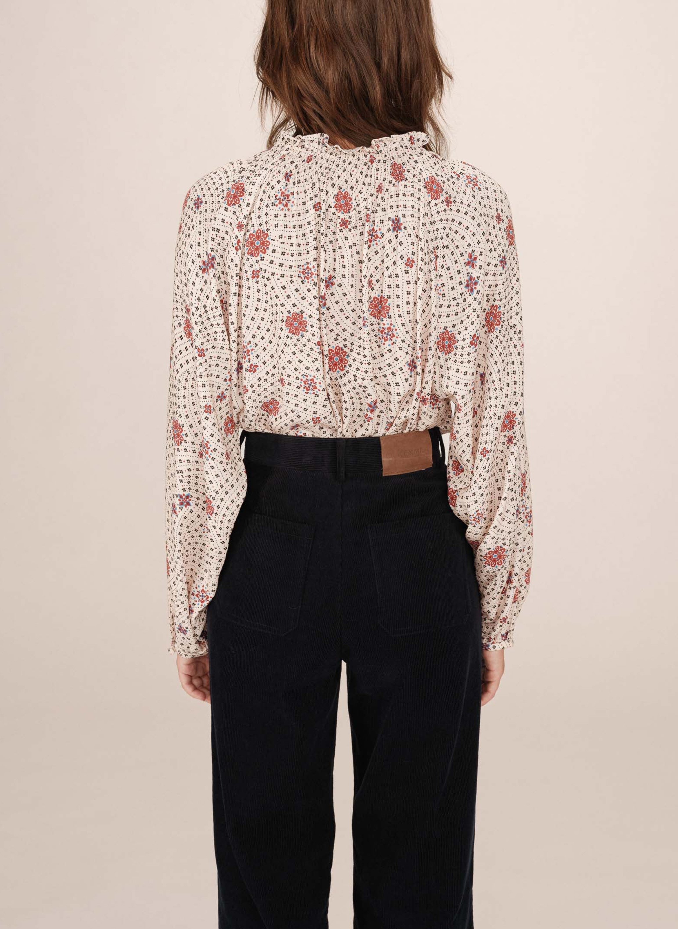 blouse droite col rond imprimée GRACE ET MILA Blanc